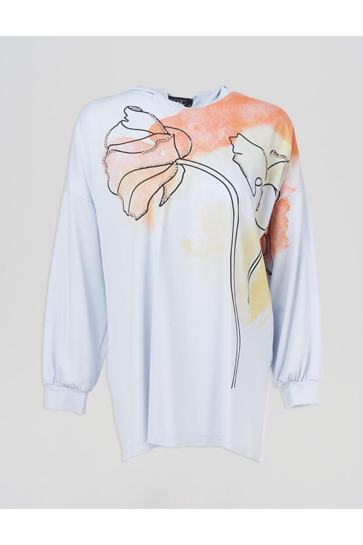 KYR Kapüşon Detaylı Sweatshirt Mavi