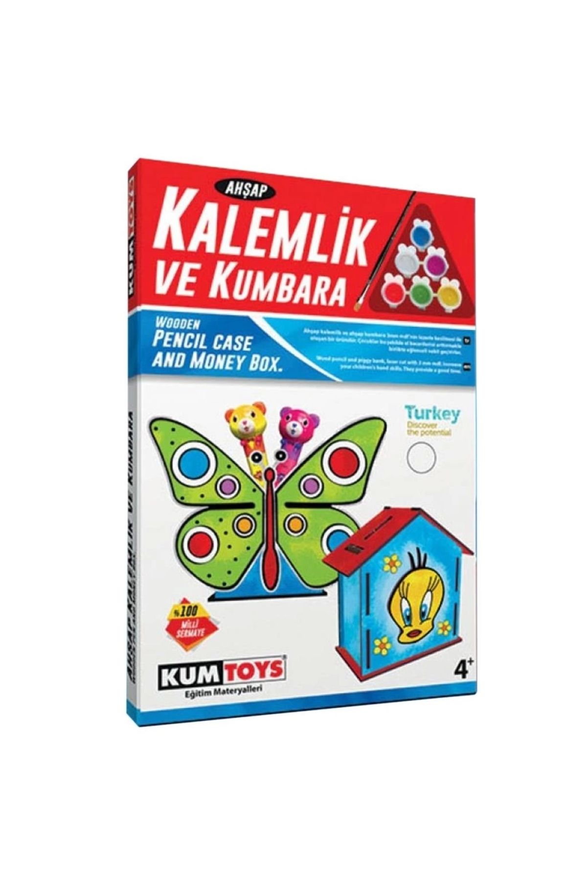 CANSA 5304 Ahşap Kalemlik ve Kumbara Seti