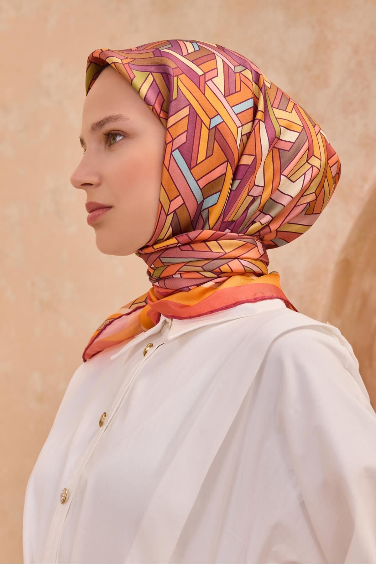 Belli Saf İpek Eşarp 4119D-55 Tivil