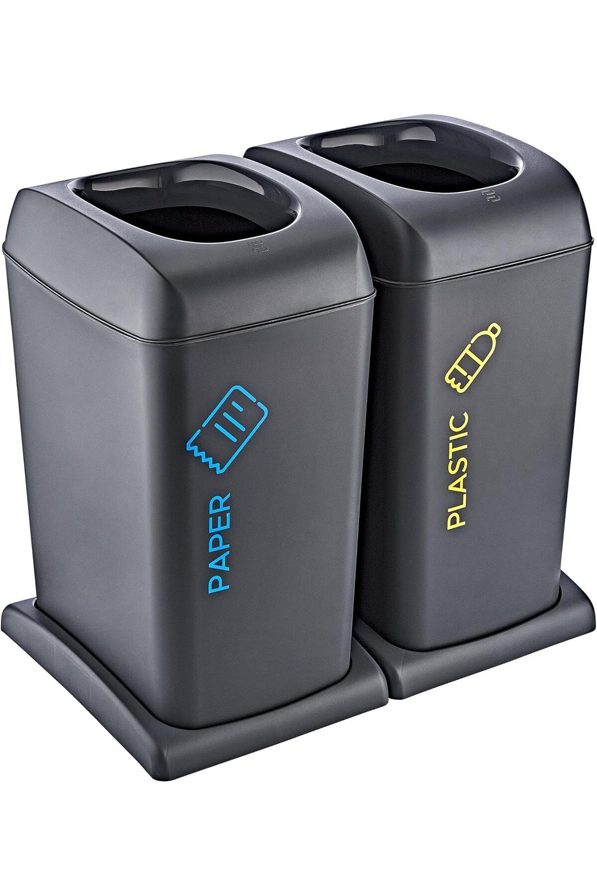 Mena Rise 2'Li Set Soft Tekerlekli Plastik-Kağıt Geri Dönüşüm Kutusu 40 LT - ANTRASİT, Çok Amaçlı Ge