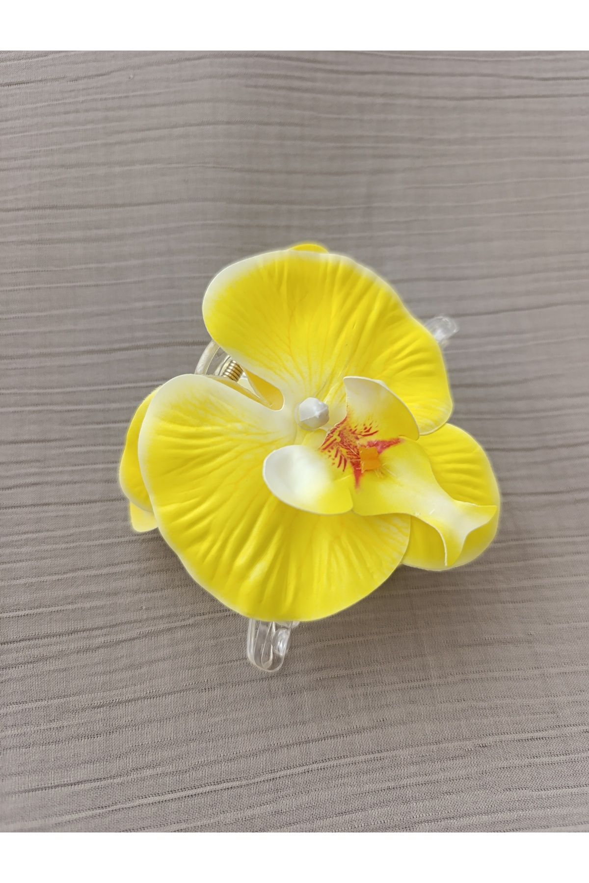 MutluBiDünya Vintage Aloha Orkide Çiçeği Süslü Zarif Yazlık Mandal Toka Orkide Mandal Toka 11 cm
