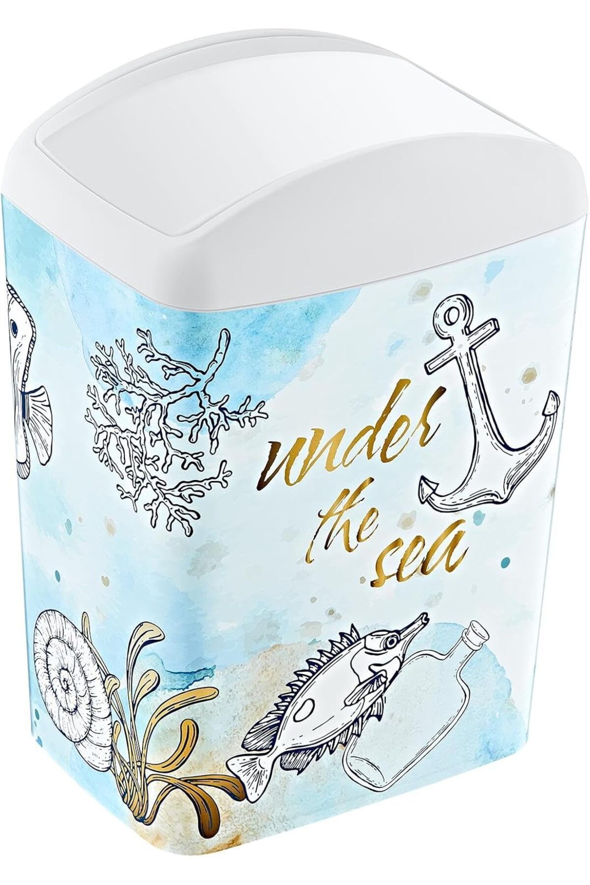 Mena Rise Soft Resimli Çöp Kutusu Döner Kapak 5 LT SEA 1064272