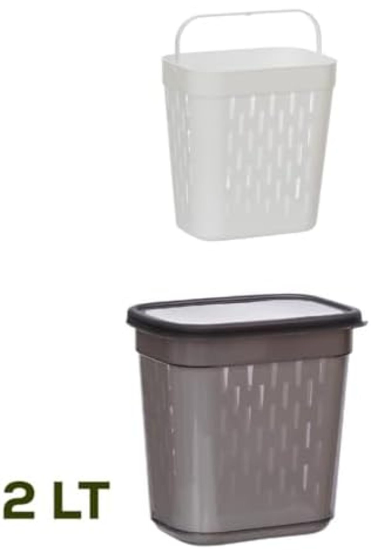Mena Rise-Şirinshop 1045 Pickle Jar with Strainer Olive Jar Multi-Purpose Rectangular Storage Container - 2 Lt Smoked 2