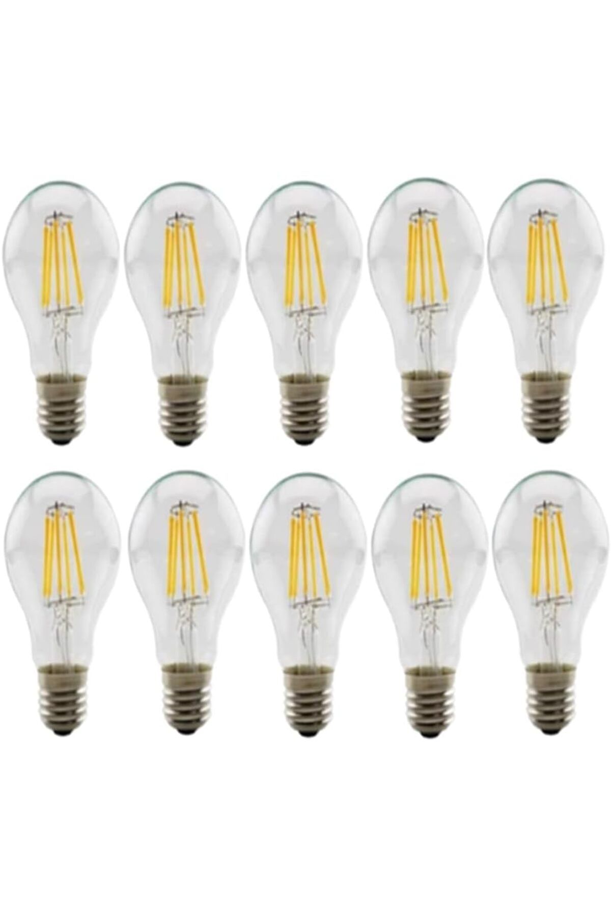 Mena Rise Geldi 4w A60 Rustik Led Ampul Şeffaf Cam Dim Edilebilir 10 Adet Lambam 3200k Gün Işığı E27 Duy