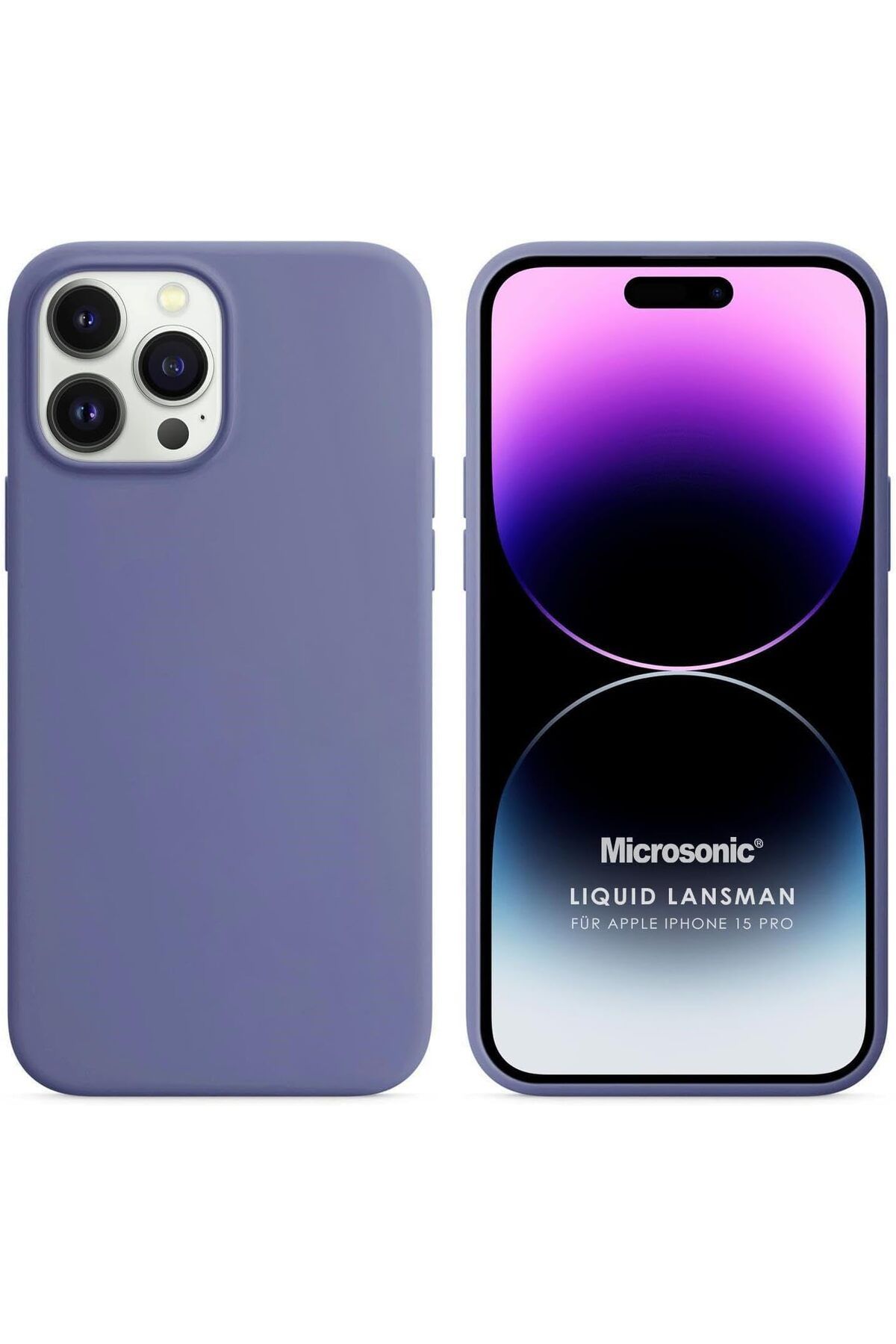 Mena Rise TuonShop Kılıf iPhone 15 Pro için Liquid Lansman Silikon Lavanta Grisi [iPhone 15 Pro ile Uyumlu