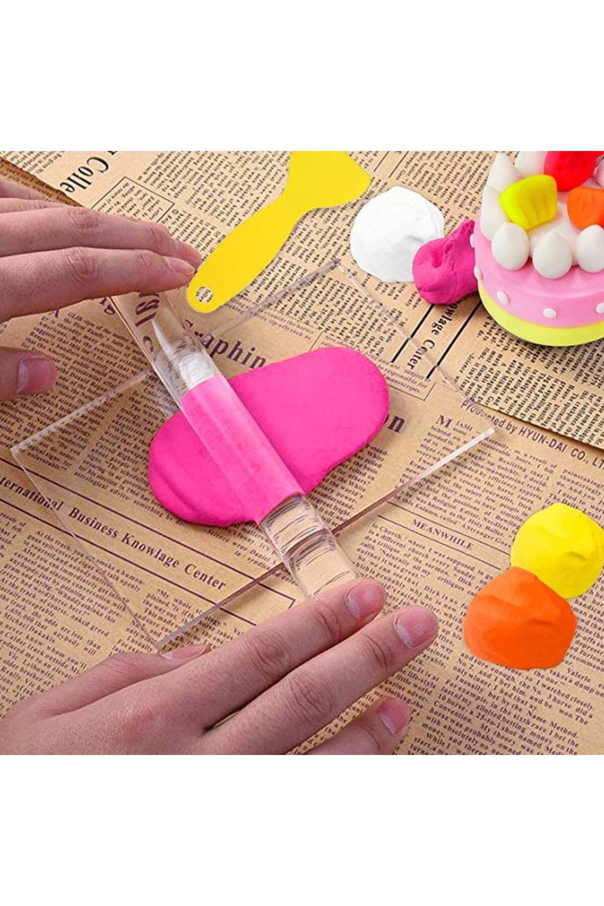 Fudian Olivier-Set de 5 paste de modelat Fudian Olivier, plastic/acril, transparent/galben 5