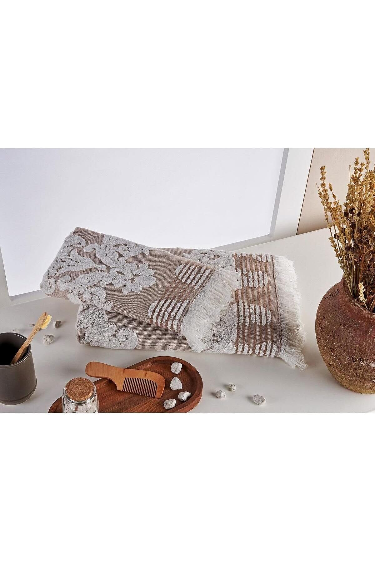 Mena Rise Claire 2'li Havlu Set Indentern Jakarlı Albert Bej 1064272