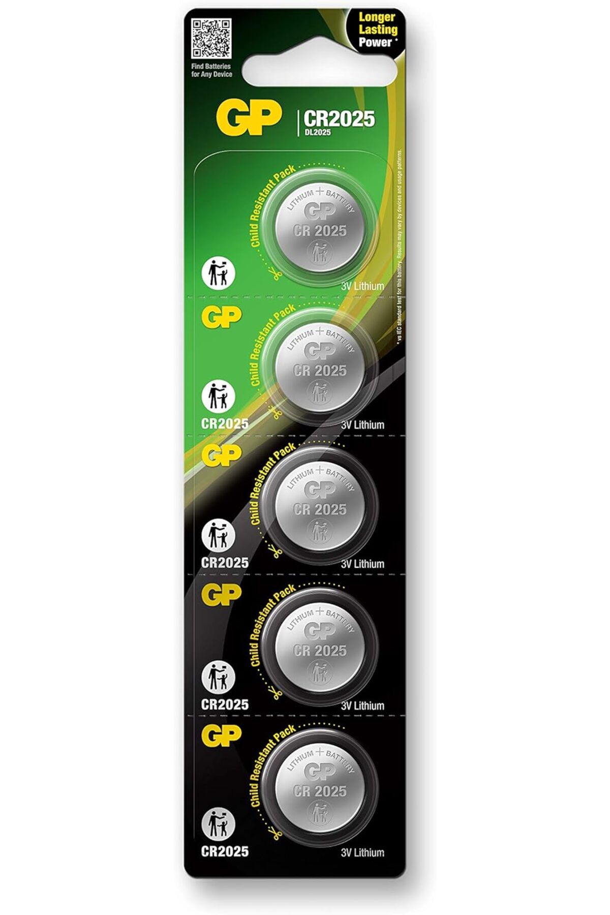 Mena Rise Batteries Cr2025 2025 Boy Lityum Düğme Pil, 3 Volt, 5'Li Kart 1064272