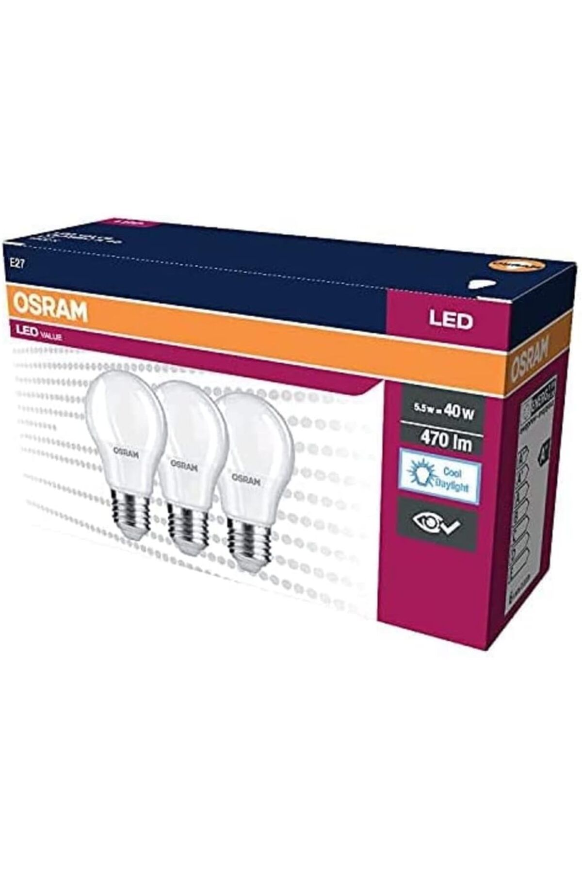 Mena Rise LED KLASİK LAMBA BEYAZ IŞIK 470 lm E27 3'lü 1064272