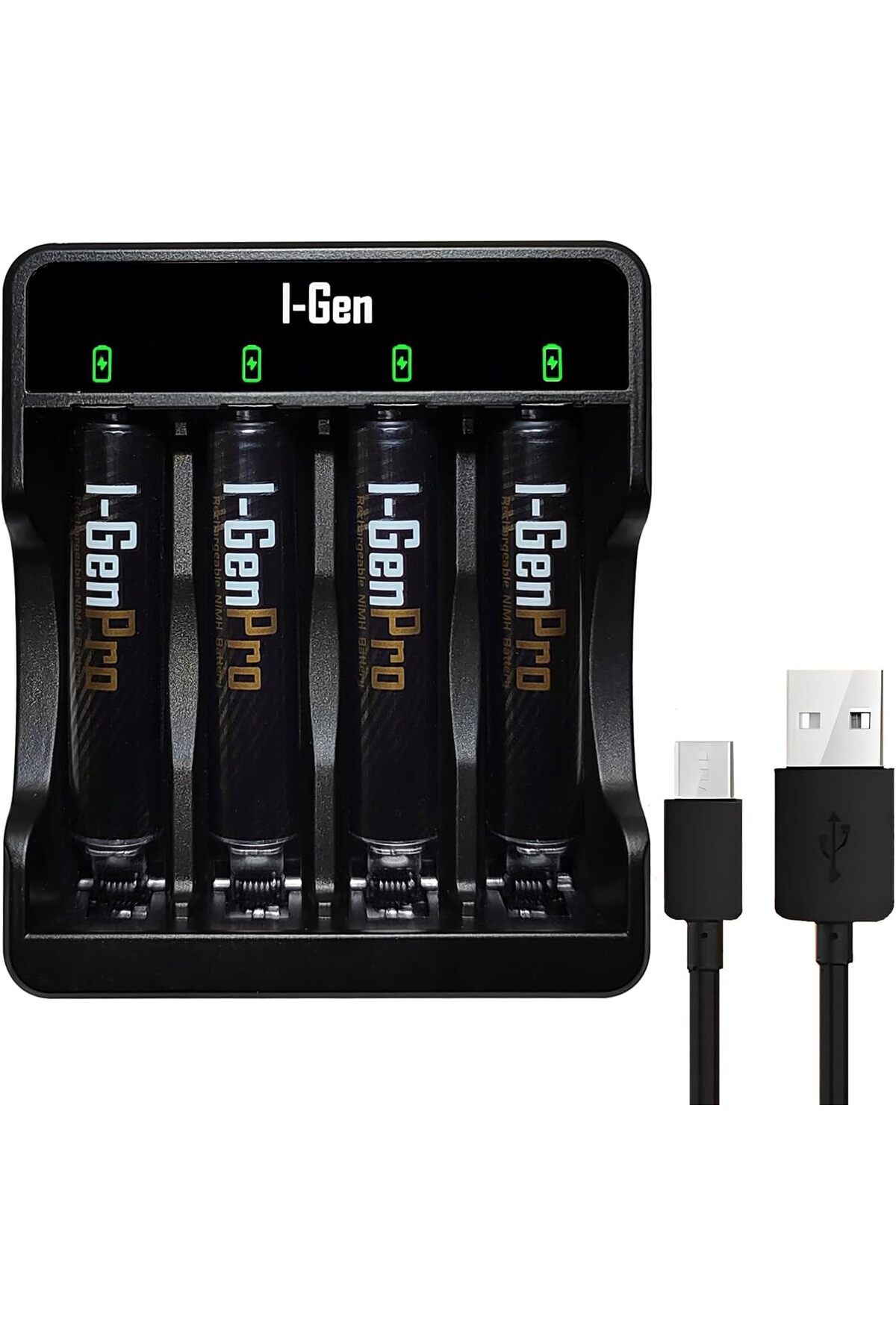 Mena Rise G411 4'lü Pil Şarj Aleti + 4 Adet AAA Pro 1100 mAh Şarjlı İnce Kalem Pilli Set 1064272