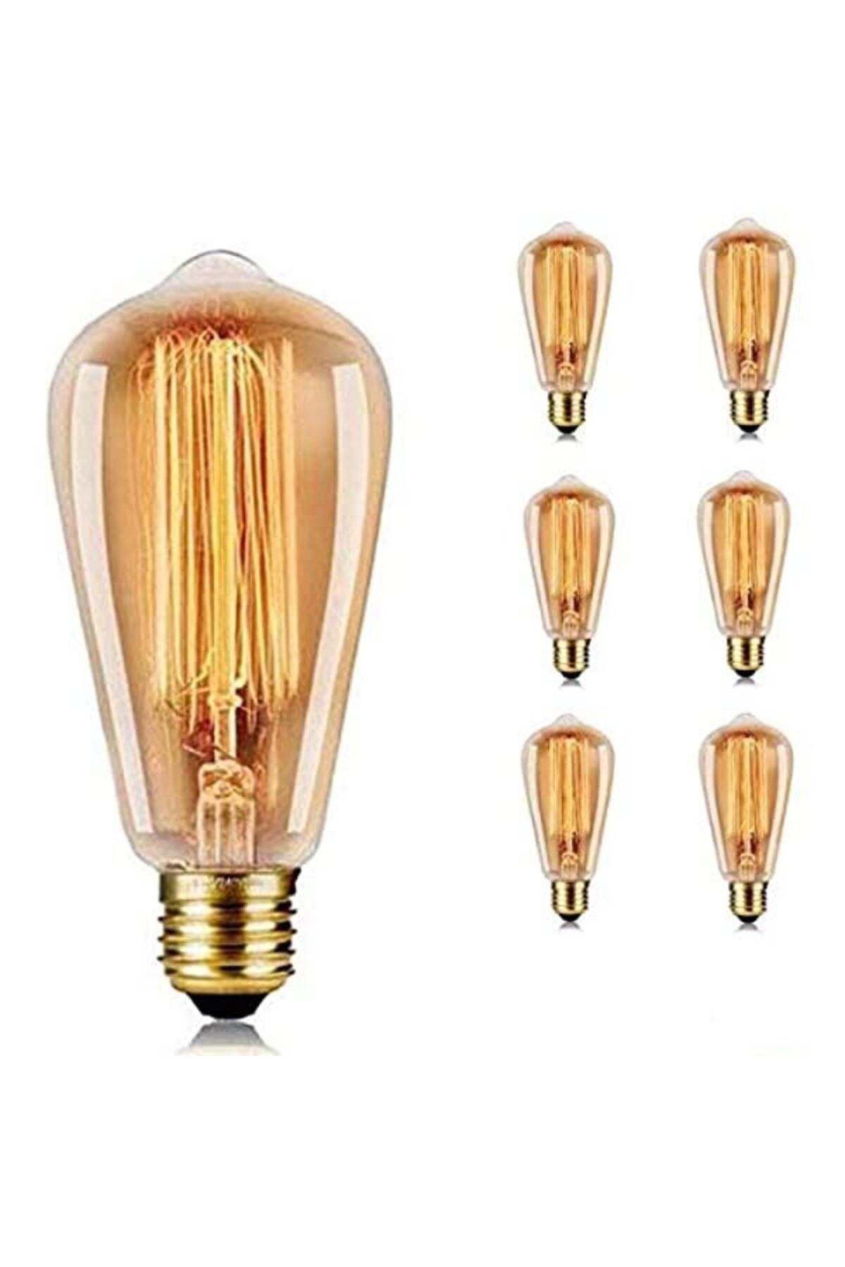 fullreyon 6 Adet 4 Watt Amber Işık Kaliteli Rustik Ampul, 300 Lümen, 4 Watt 25000K Amber Işık Led Rustik Ampul