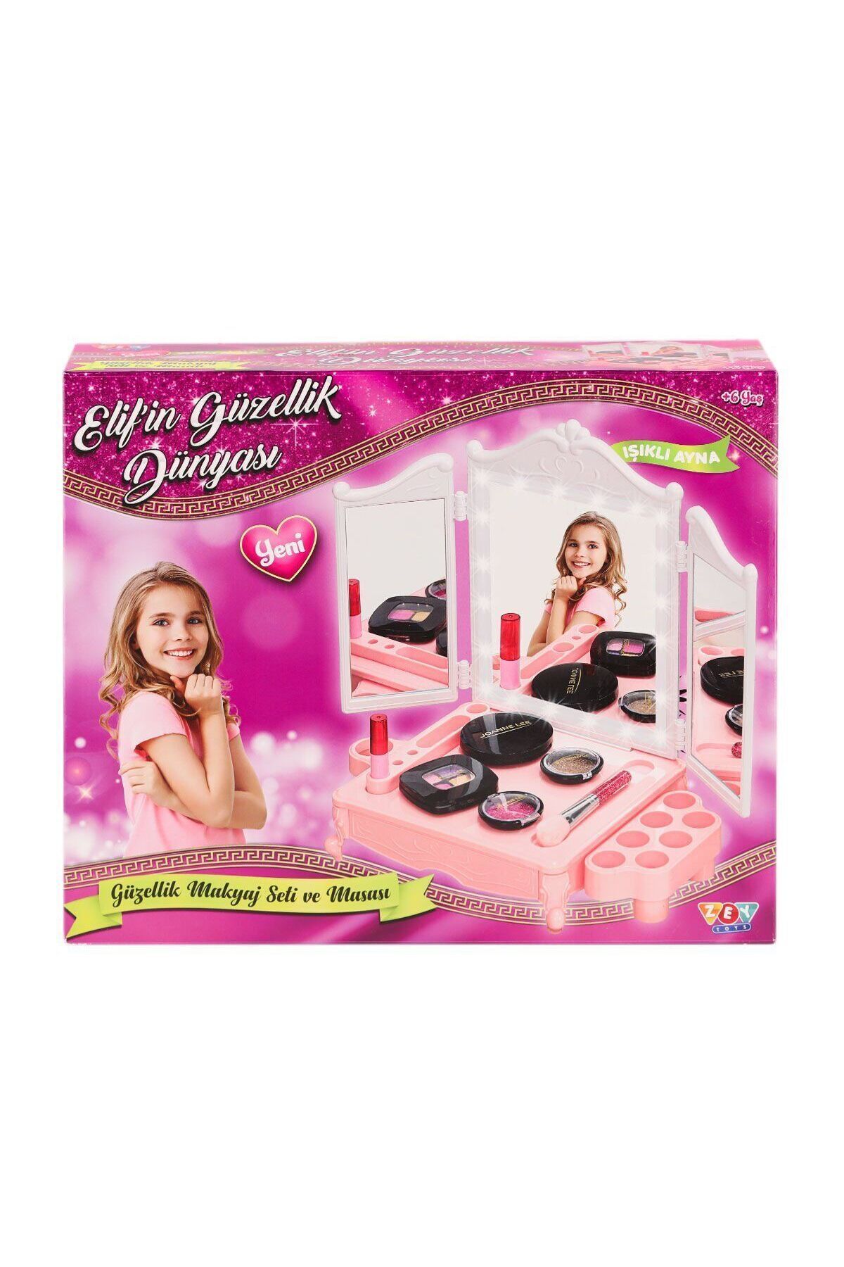 Aymir Ticaret ZEY2044 LED Işıklı Elif'in Güzellik Dünyası Makyaj Seti -Zey Toys