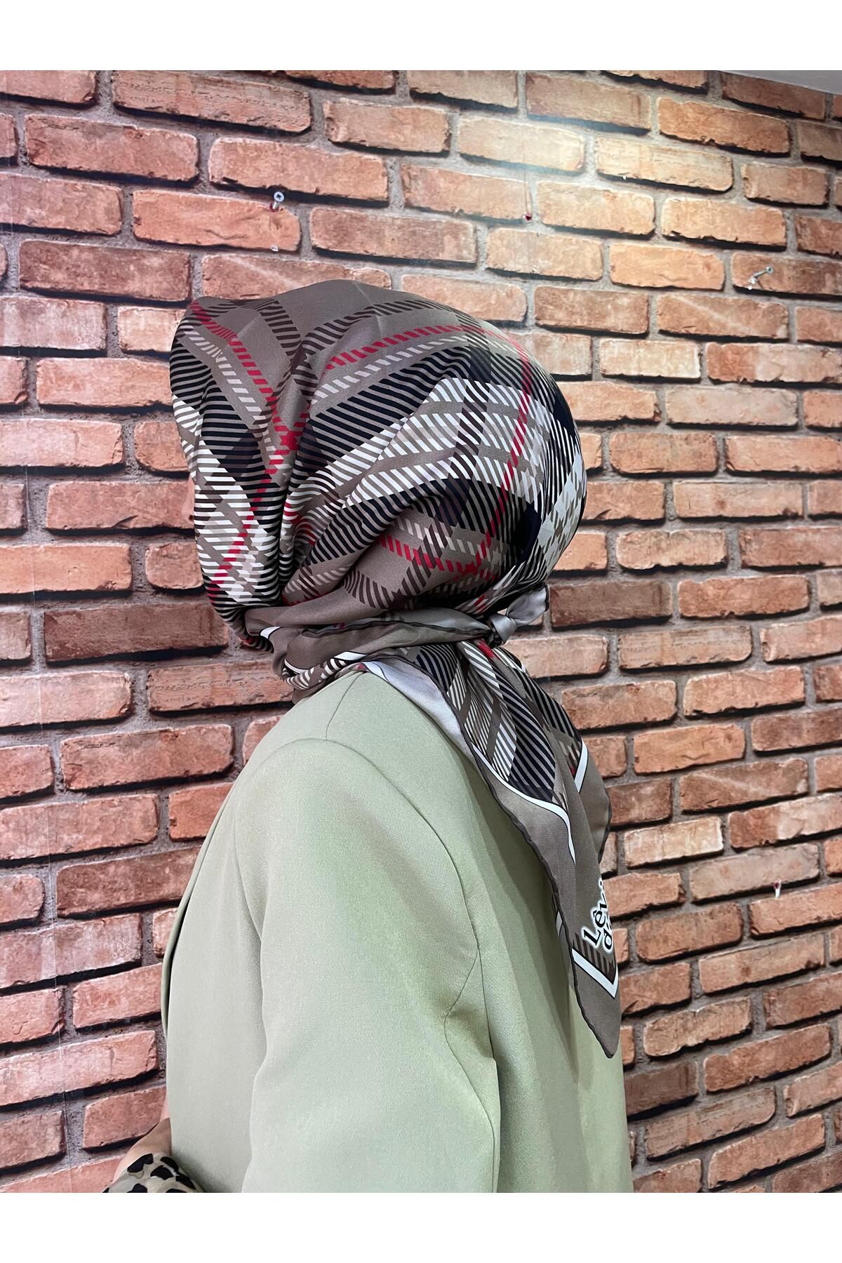 Levidor ekose twill ipek eşarp