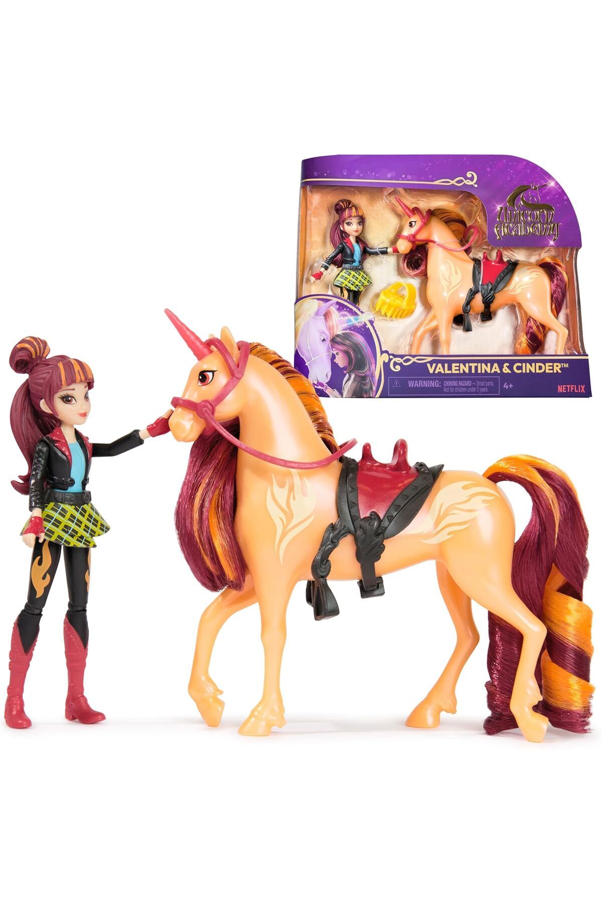 Mena Rise Academy Valentina ve Tek Boynuzlu At Cinder seti – Sevilen Netflix dizisinden yaklaşık 12 cm ori