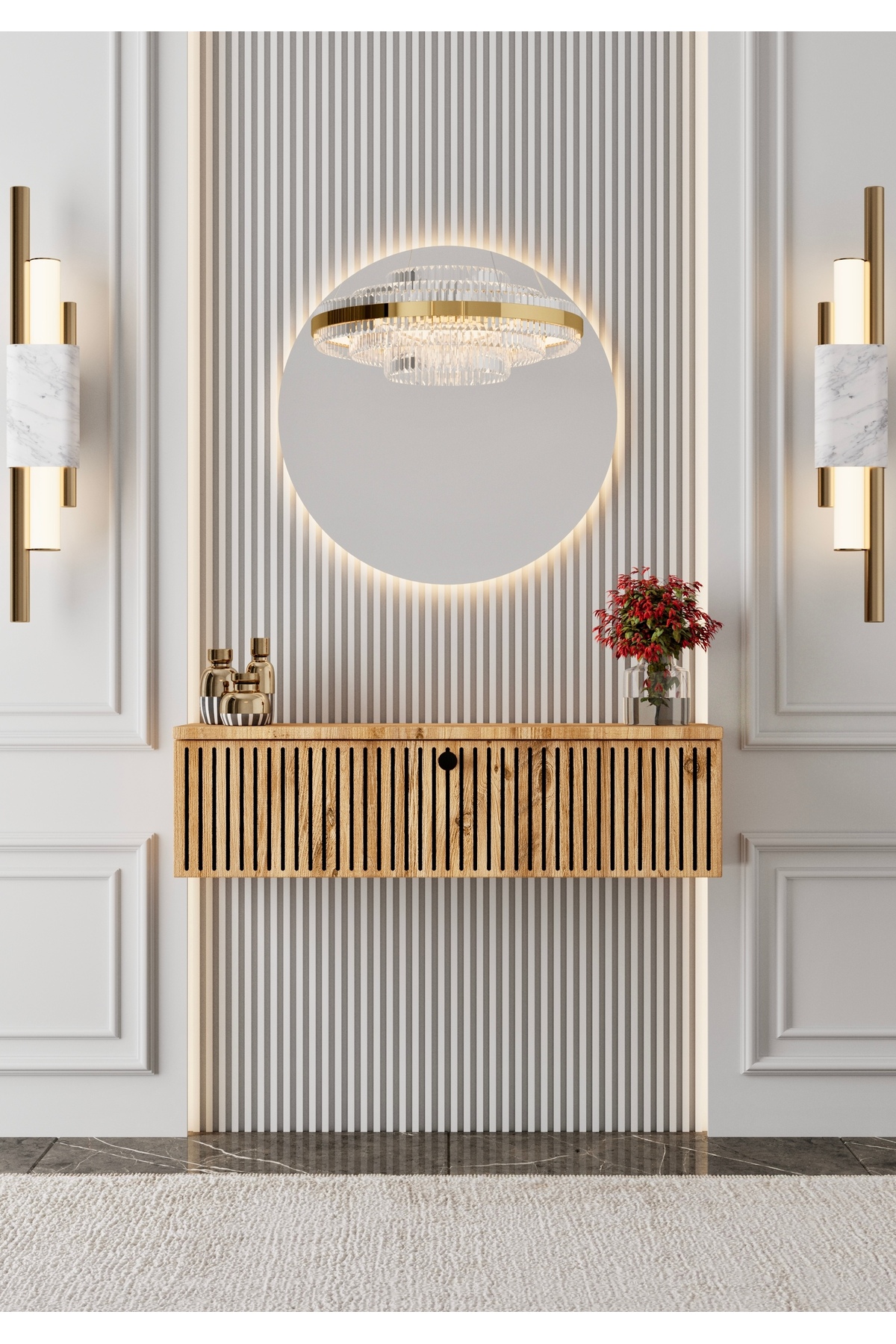 MİMOSA sapphire oak MDF WALL MOUNTED COVER dresser (90 cm)