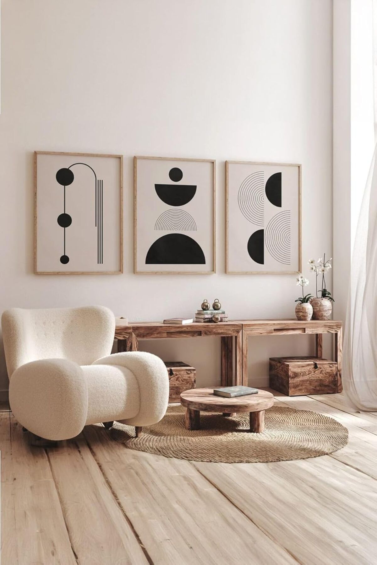 Mena Rise Gerçek Ahşap Çerçeveli 3 Parça 3D Poster Tablo Seti - 3DARTSOHOSET83-3348 1064272