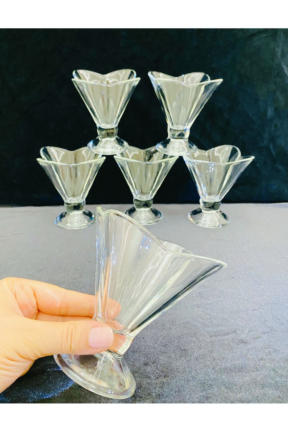 Laurin Crystal 6'lı flower Ayaklı Dondurmalık