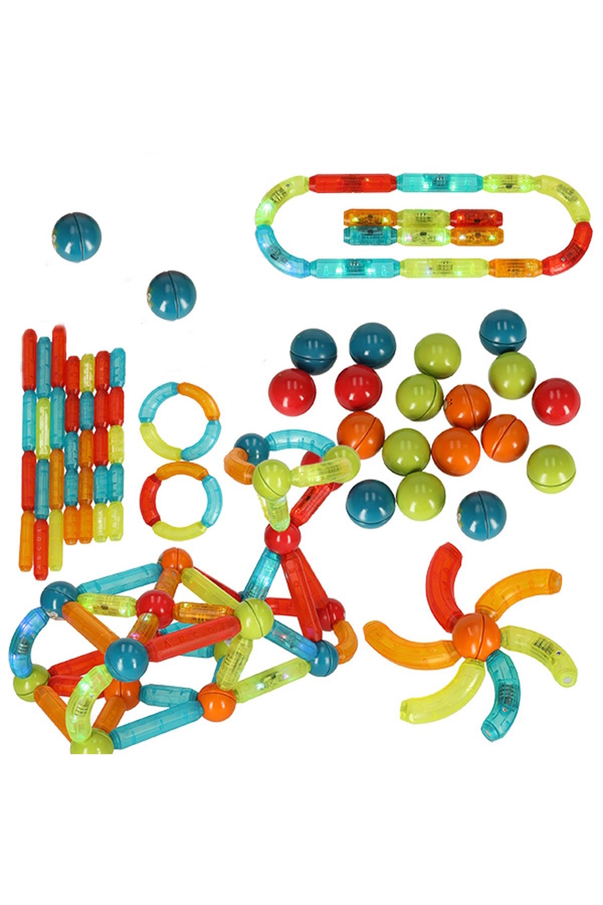 ideal STORE-idealStore StiksMag Magnetic Blocks, 76 Elements, with Lights, Can Create Multiple Figures and Buildings 3