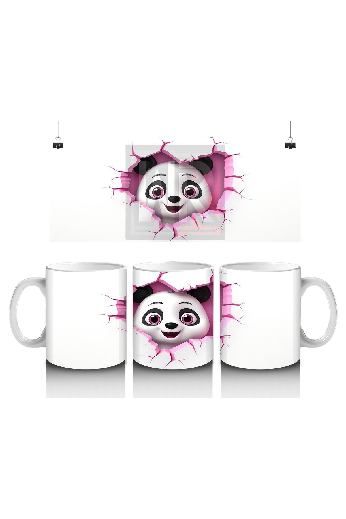 Wisdom Rain Çocuklara Sütü Sevdiren Kalp Çerçevesinden Bakan Meraklı Panda Kupa Bardak