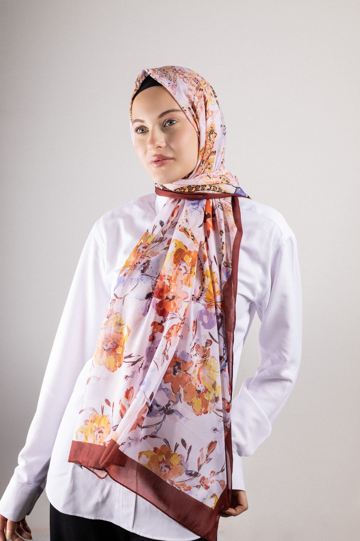 Akel Digital Soft Şal Pastel Çiçek Desen