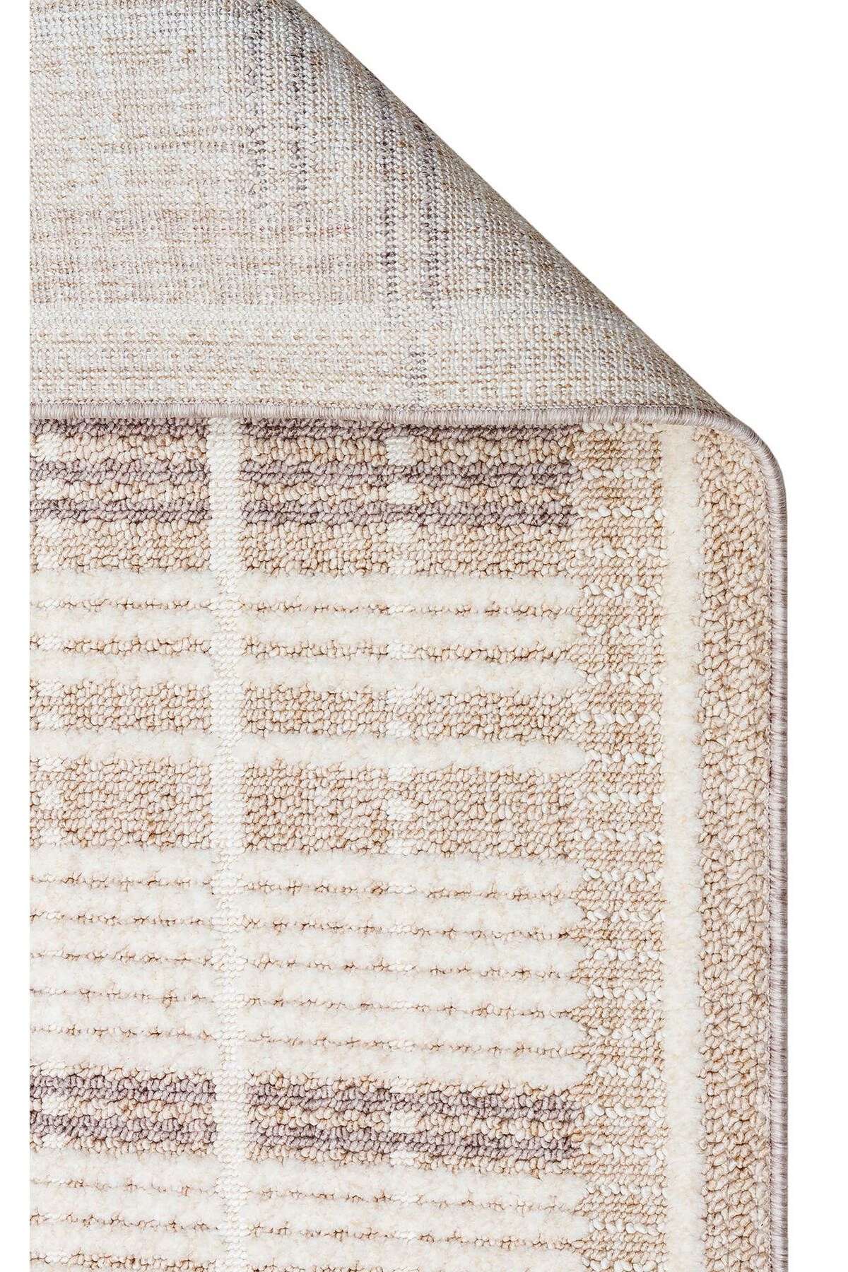 akbel halı & yatak exclusive home design JOY 04 Bej Gri - Yumuşak Dokulu Hav Yapmayan Modern Salon Halısı