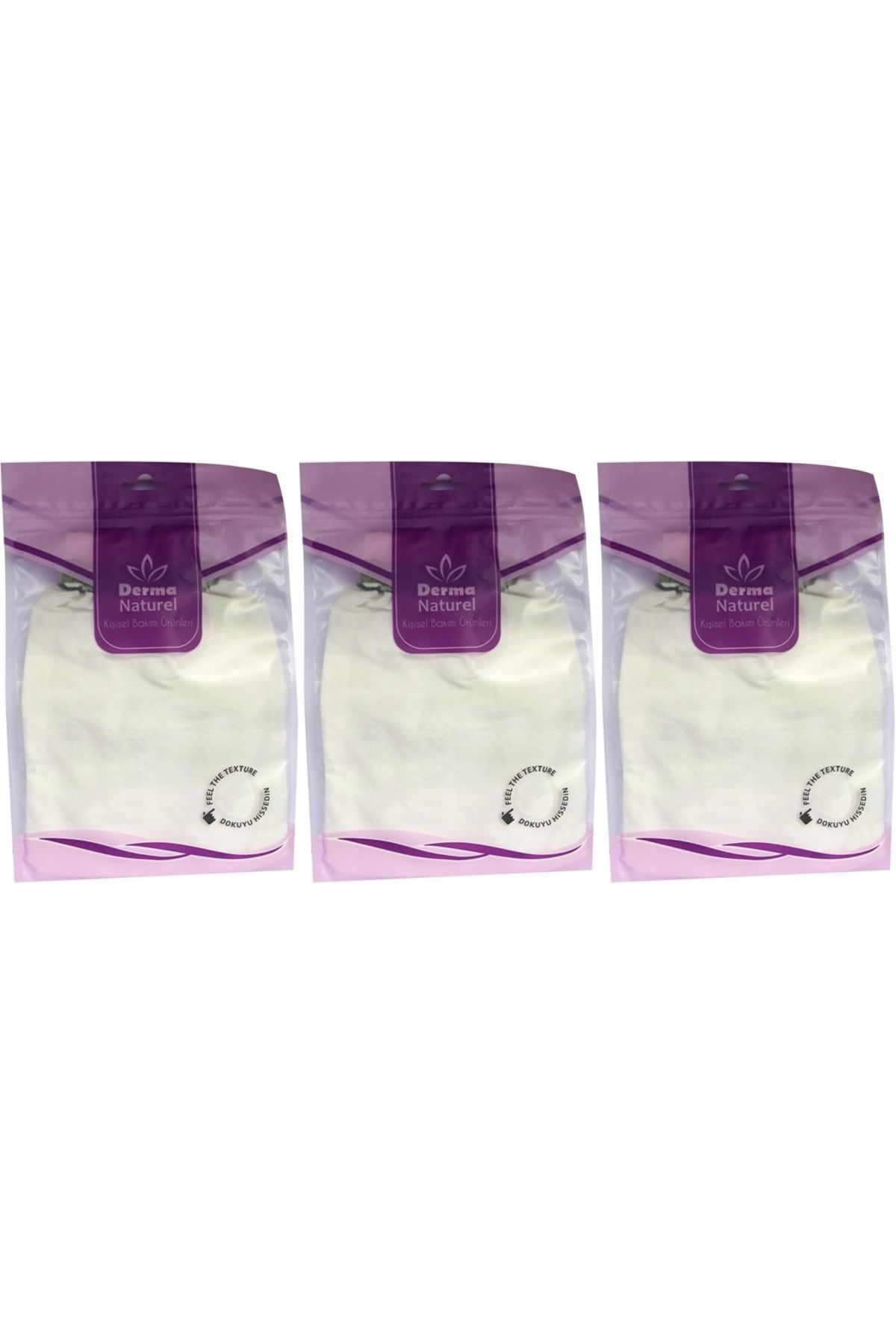 Derma Naturel Krep Lastikli Kese MS-20 (3 Lü Set)