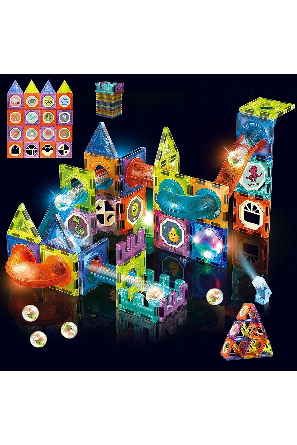 ideal STORE-Set Inteligent de Constructie Magnetic cu Lumina idealStore Strong Magnets, Include 75 elemente Mult 3