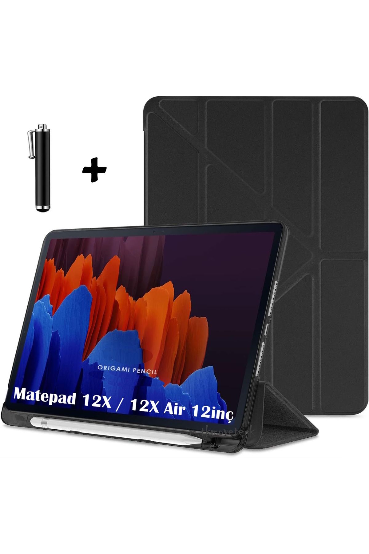 m.tk moveteck Huawei MatePad 12 X / 12X Air 12inç Kılıf Kalem Bölmeli Katlanabilir Akıllı Standlı Yumuşak Silikon