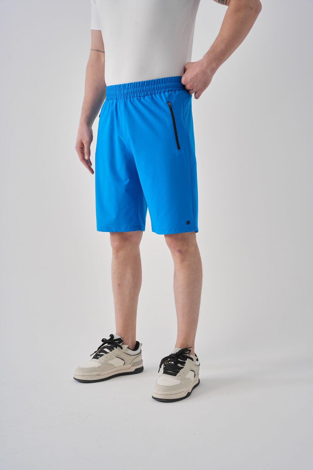 Shooter Sportswear Erkek Yazlık Şort Sax Fermuarlı Rahat Kalıp