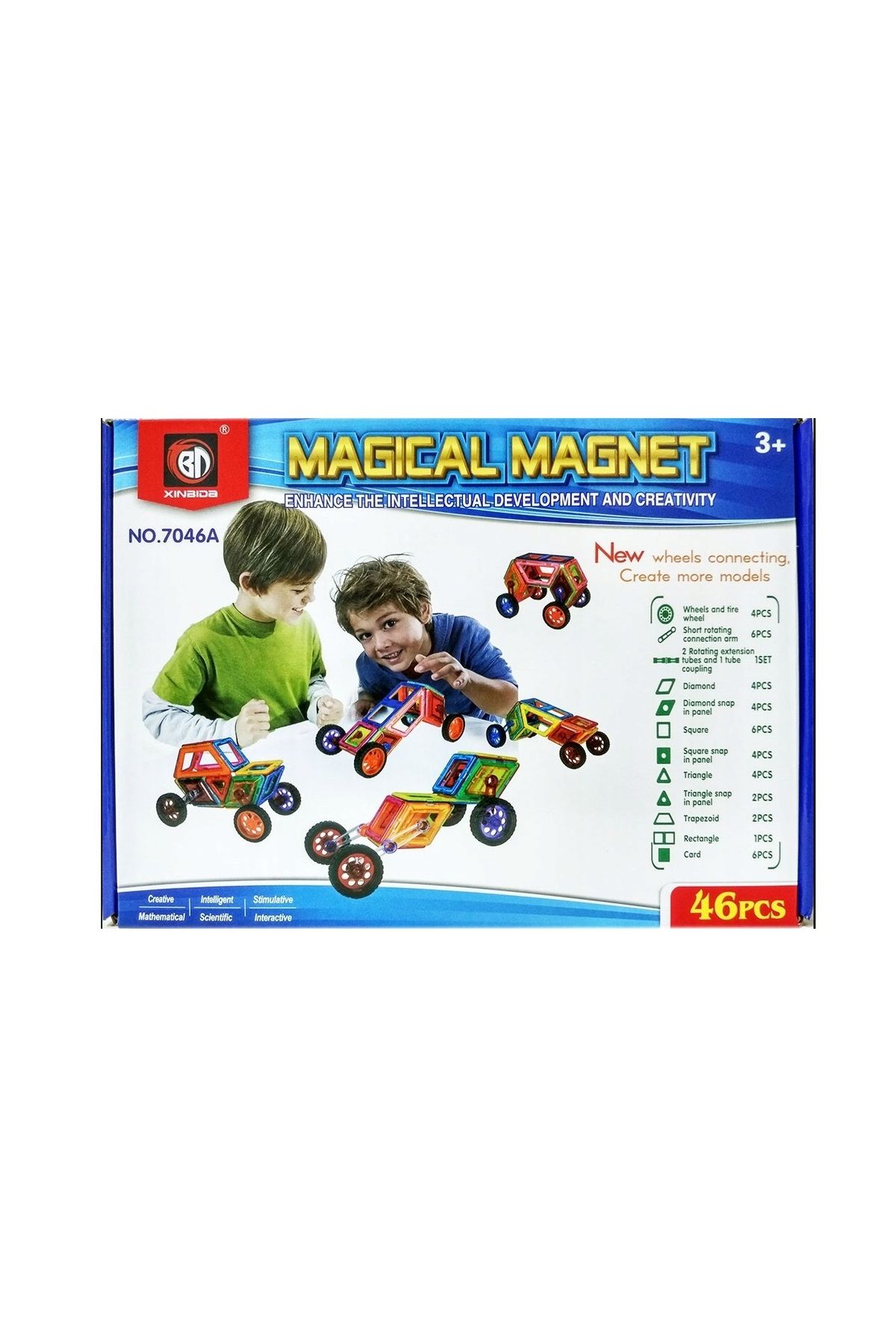 IDL-IDL Transformer Construction Play Set with 46 magnetic pieces with the possibility of joining that can create 5