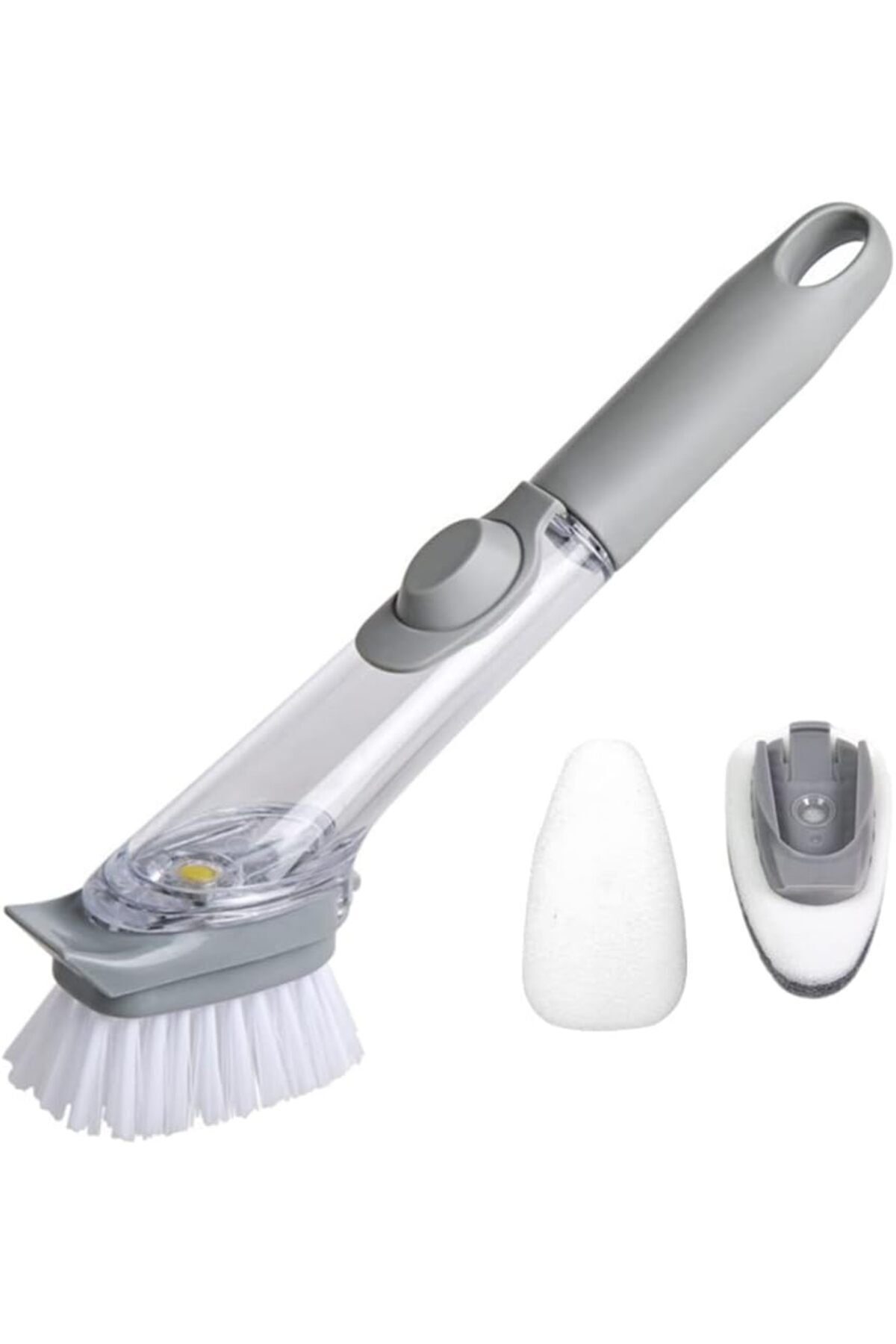 Dish brush with dishwashing detergent dispenser, multi-functional dish brush, clean sinks