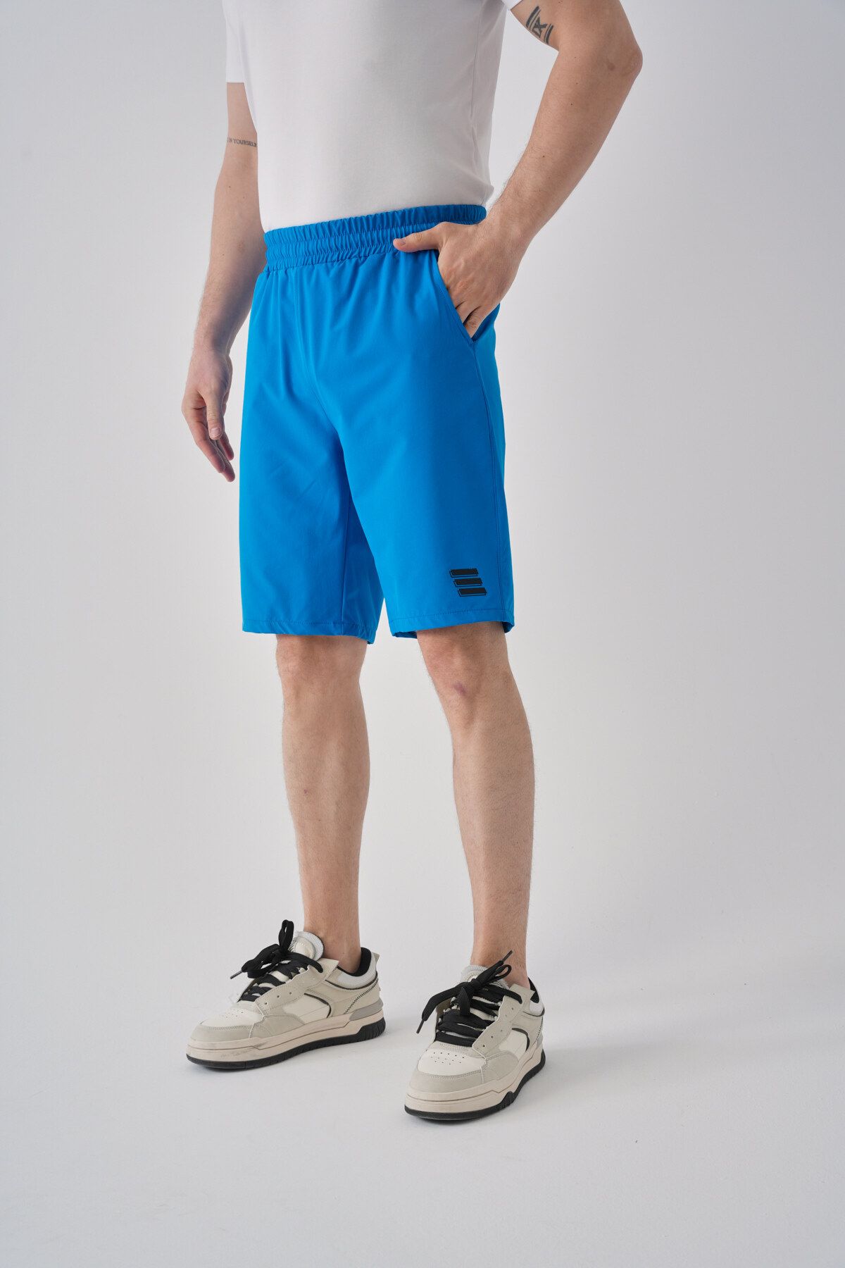 Shooter Sportswear Erkek Yazlık Şort Sax Baskı Detaylı Rahat Kalıp