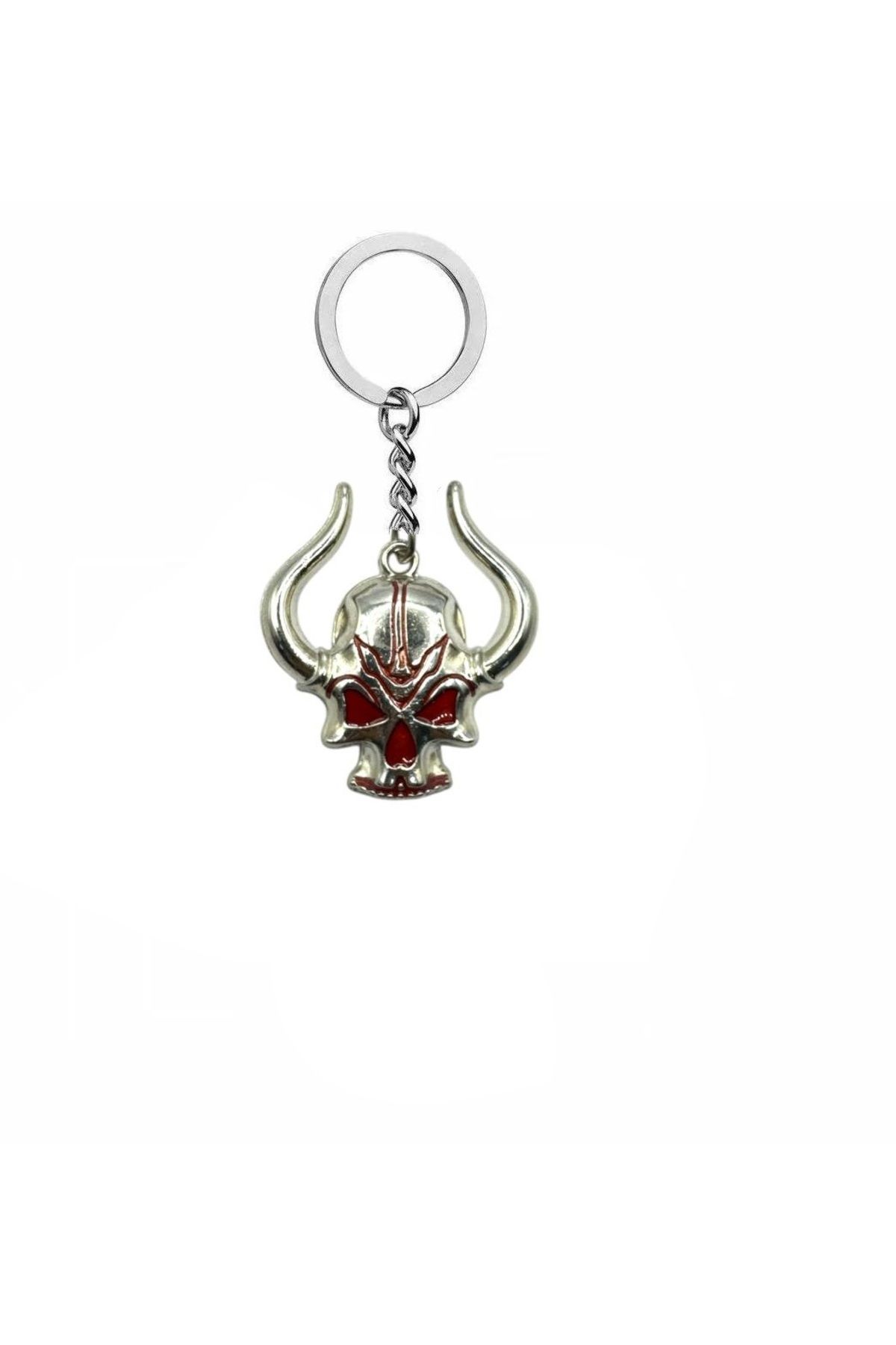 Herşey Nota Kırmızı Gözlü Viking Kafatası Unisex Anahtarlık – Güç ve Cesaretin Anahtarı