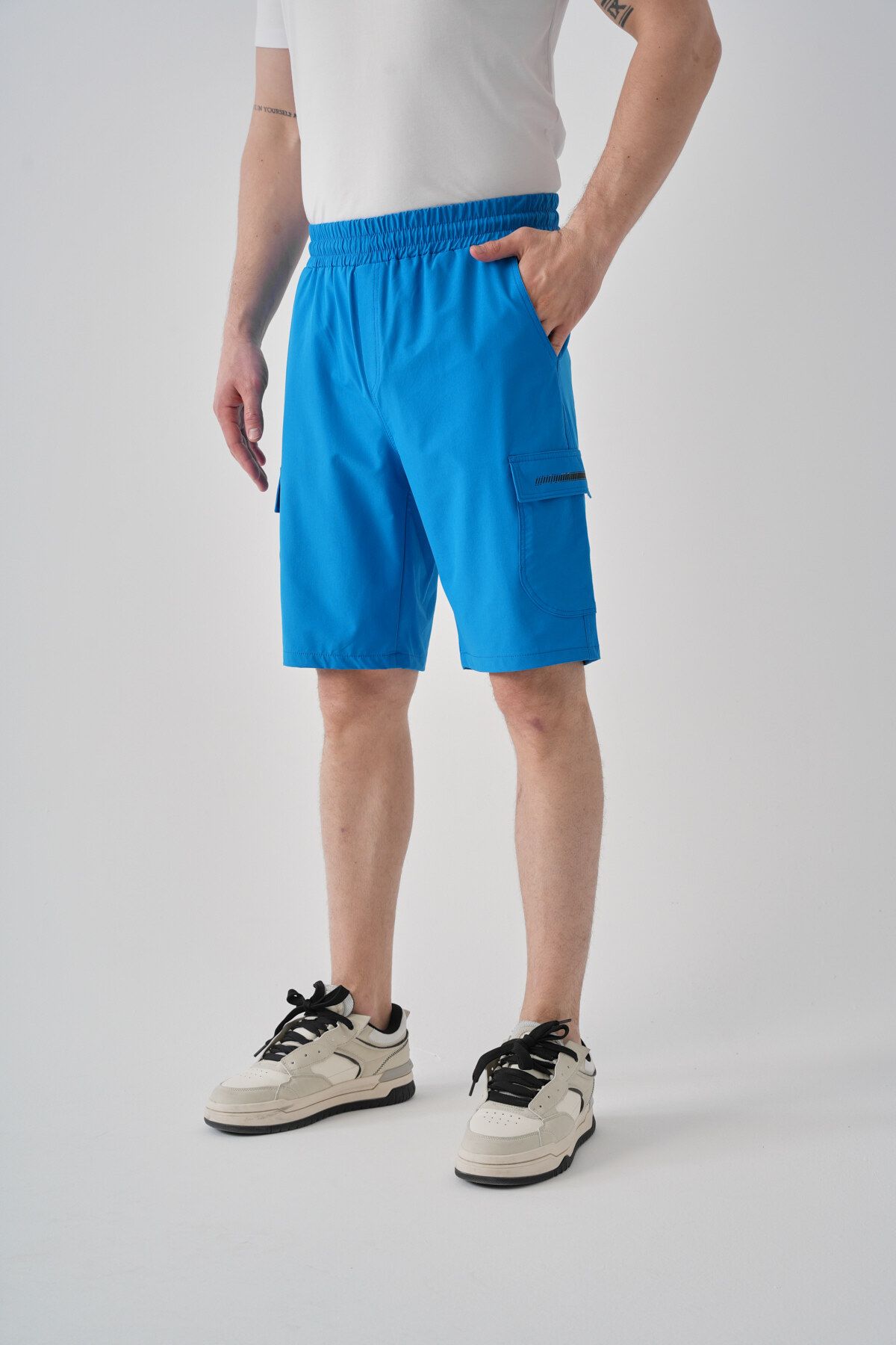 Shooter Sportswear Erkek Yazlık Şort Sax Kargo Cep Rahat Kalıp