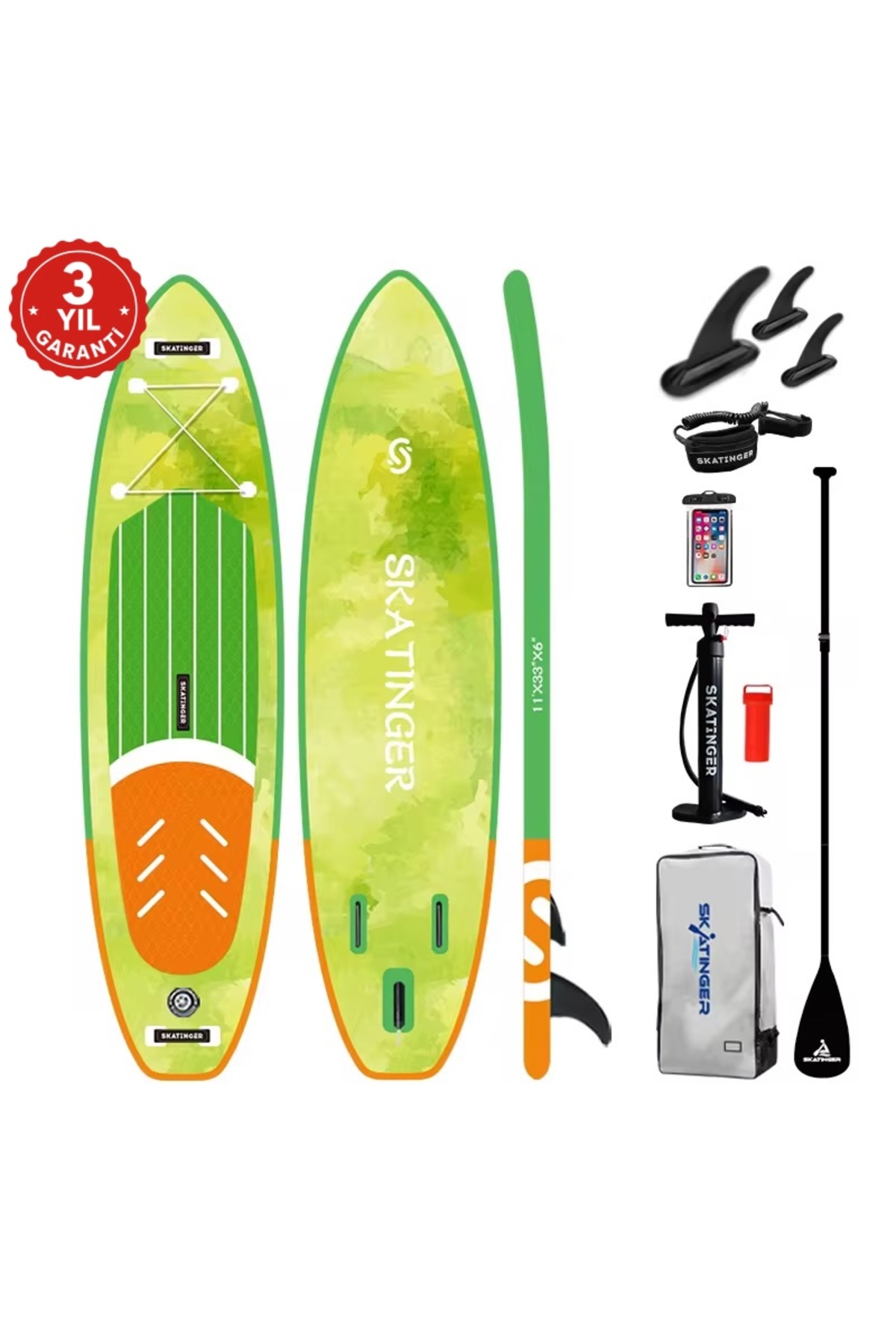 Skatinger 3 Yıl Garantili Pascal 3 Yüzgeçli 335X84cm Sup Paddle Board ...