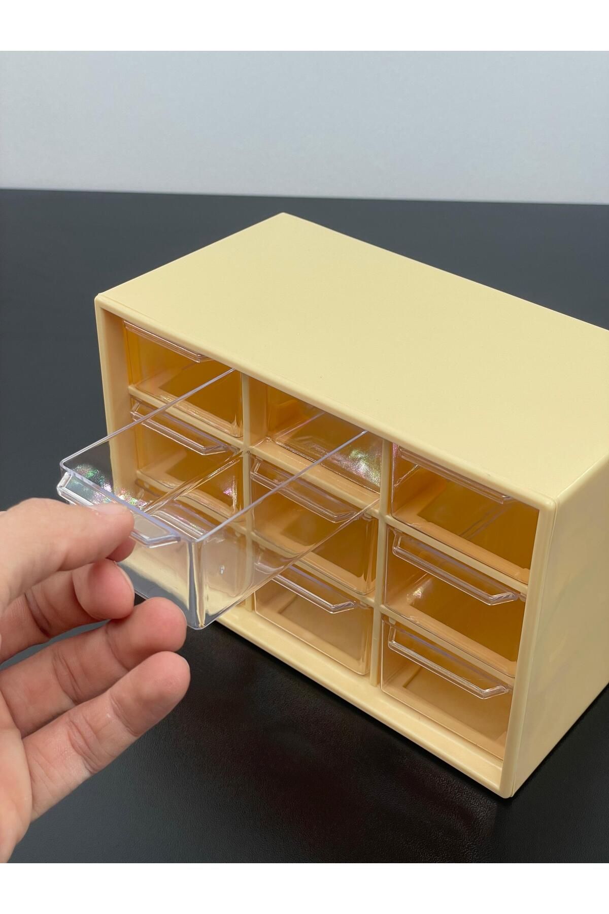 YzHome Plastik Çekmeceli 9 Bölmeli Organizer Takı Toka Aksesuar Saklama Düzenleme Kutusu Kutu Saklama Kabı