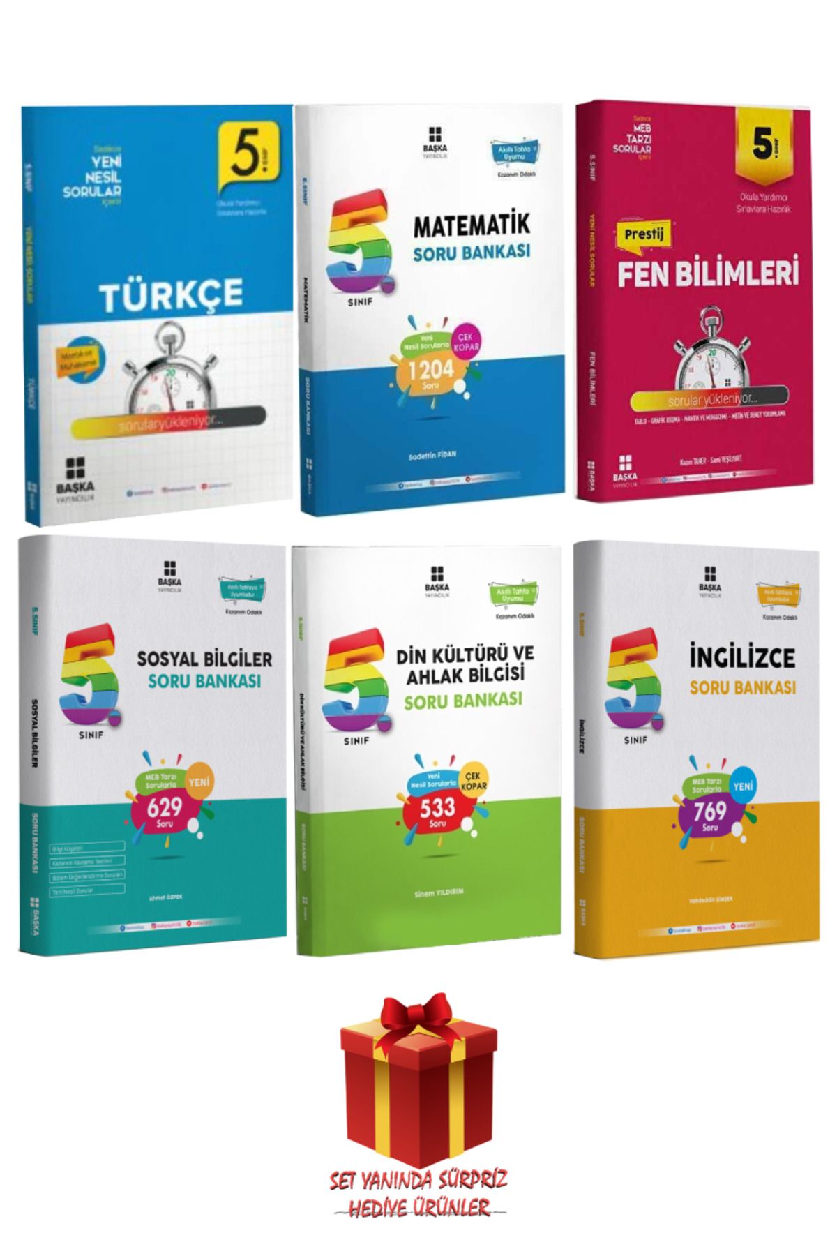 Başka Yayıncılık 5. Sınıf Türkçe+ Matematik+ Sosyal Bilgiler+ Fen Bilimleri+ Din Kültürü+ İngilizce Soru Bankası