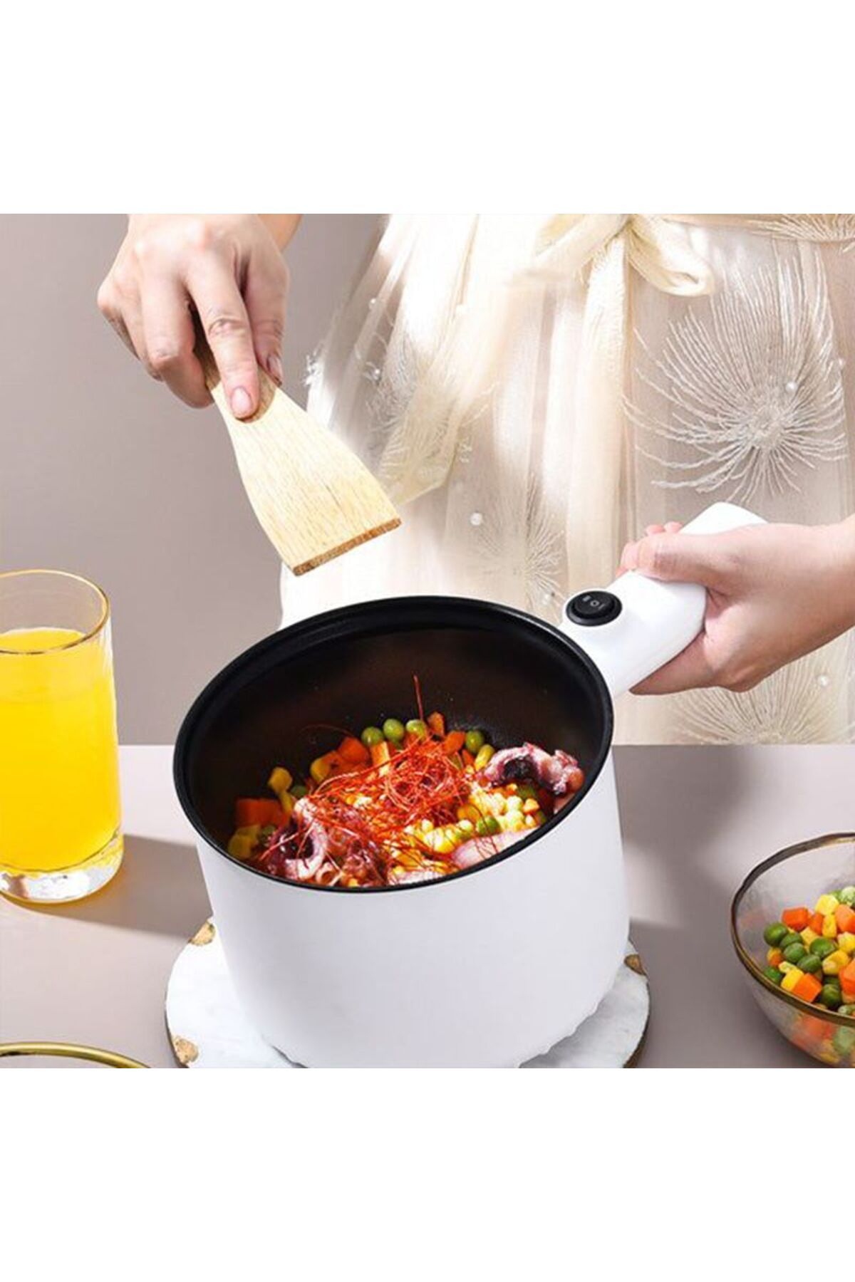 Generic-2 Layer 450w Electric Multifunctional Cooker For Noodles Egg Steam With Handle And Lid - 1.5 L 4