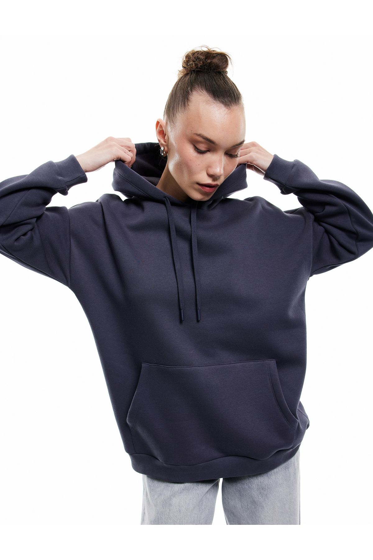 Koton Üç İplik Şardonlu Kanguru Cepli Basic Kapüşonlu Sweatshirt