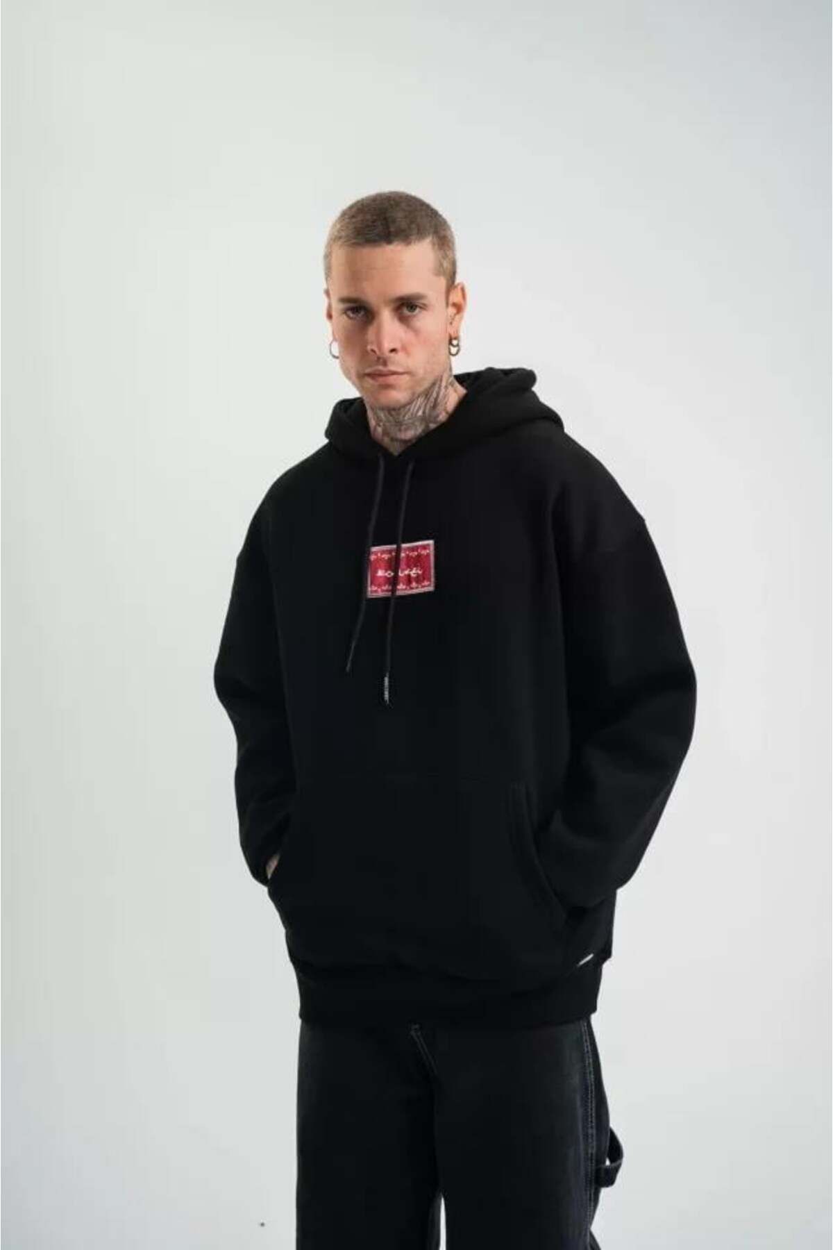 modamtn POLIZEI Premium Kalite Unisex Kapşonlu Dijital Patchli SweatShirt - Siyah