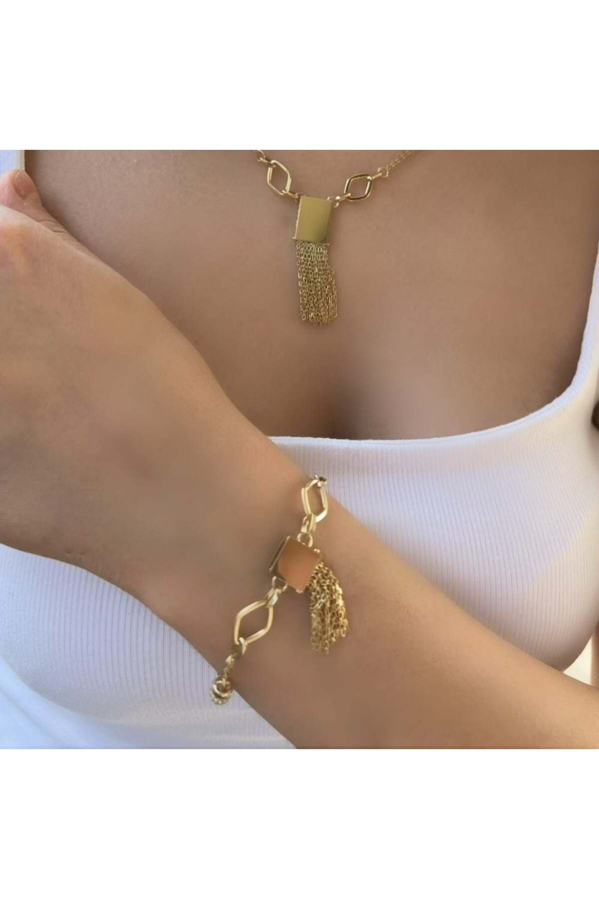 byBurak GOLD Sallantılı Tasarım Bileklik – BLK0968
