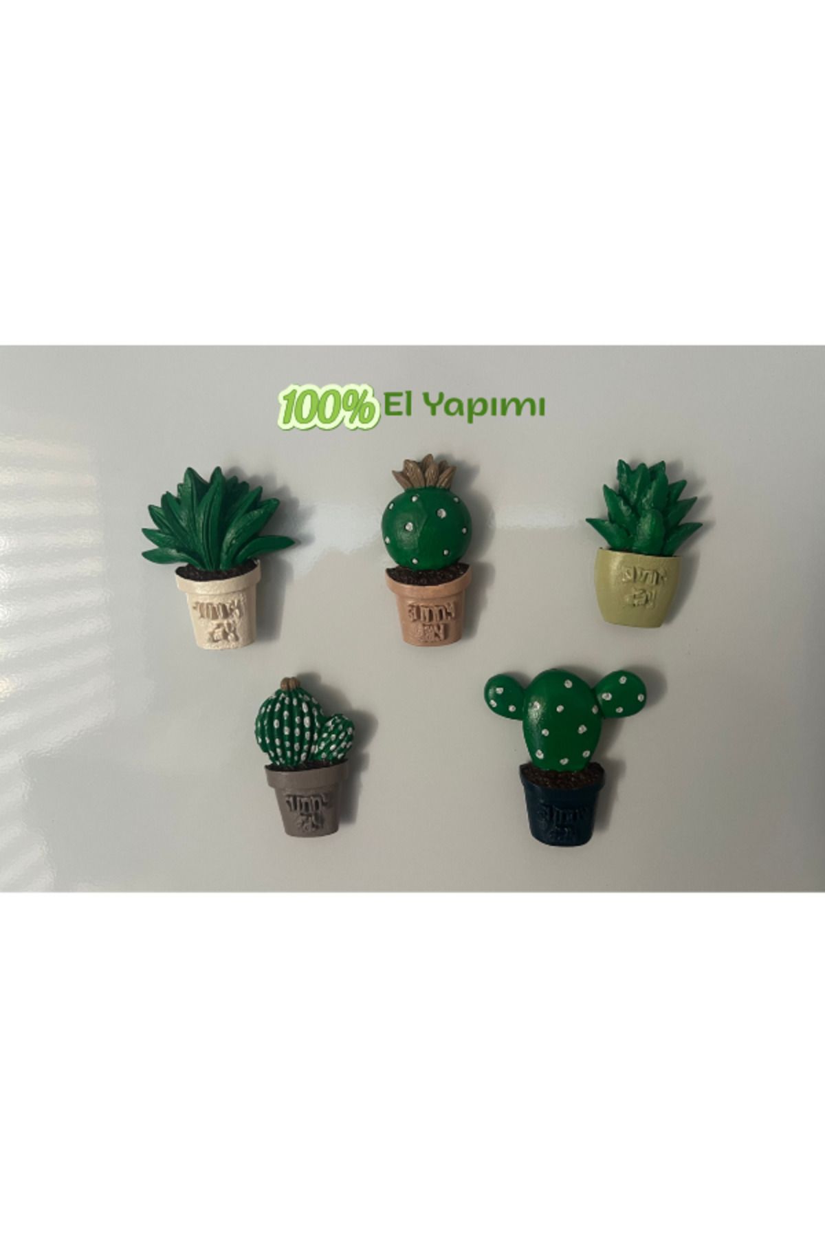 ADA Saksılı Kaktüs Magnet 5'li Set (İskandinav) Buzdolabı Süsü El Işi Kaktüs Hediye Ev Dekorasyonu