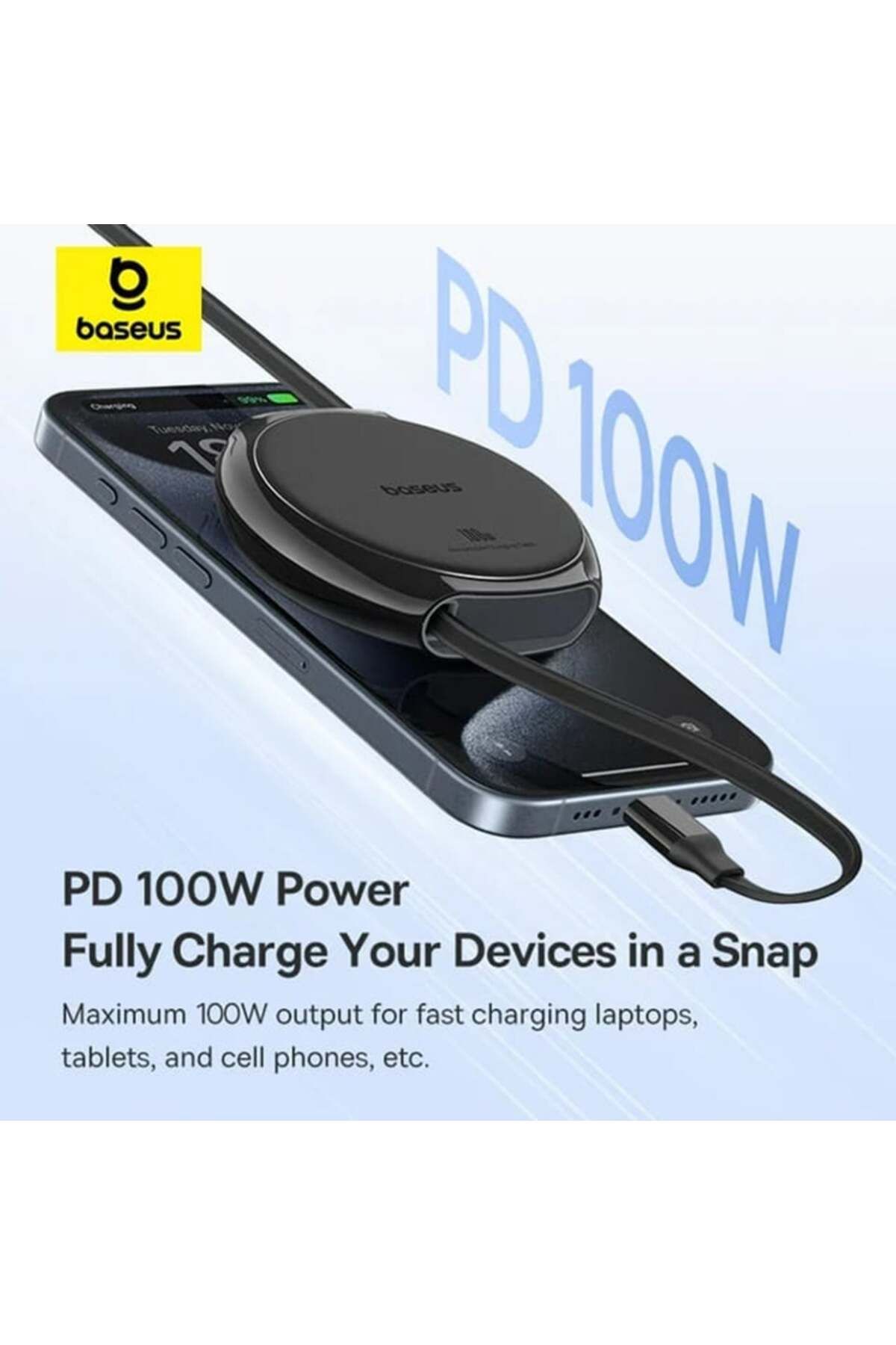 Baseus-Retractable Charging / Data Cable, Type-C to Type-C, 100W, 1m, Baseus, Pathfinder Series, Black 5