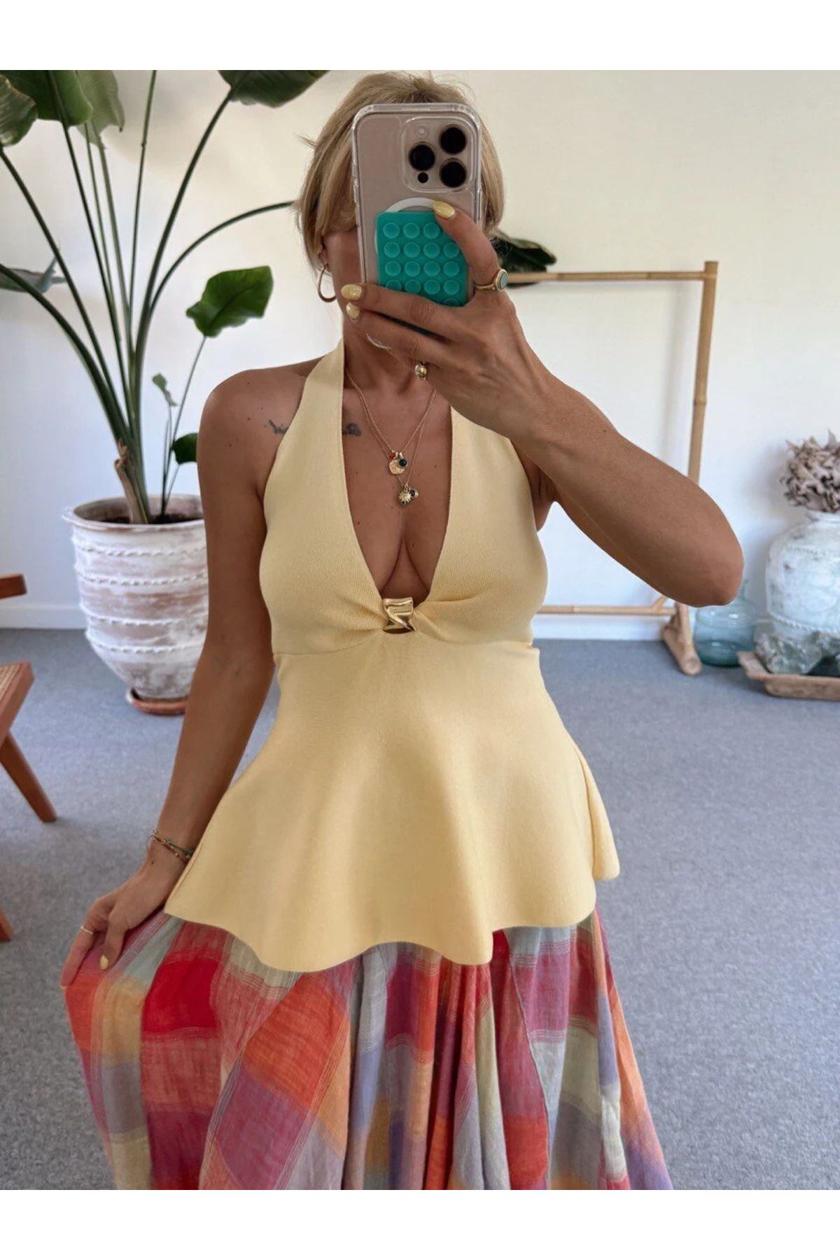 TERRA ROSSA BOUTIQUE HALTER YAKA PEPLUM TRİKO