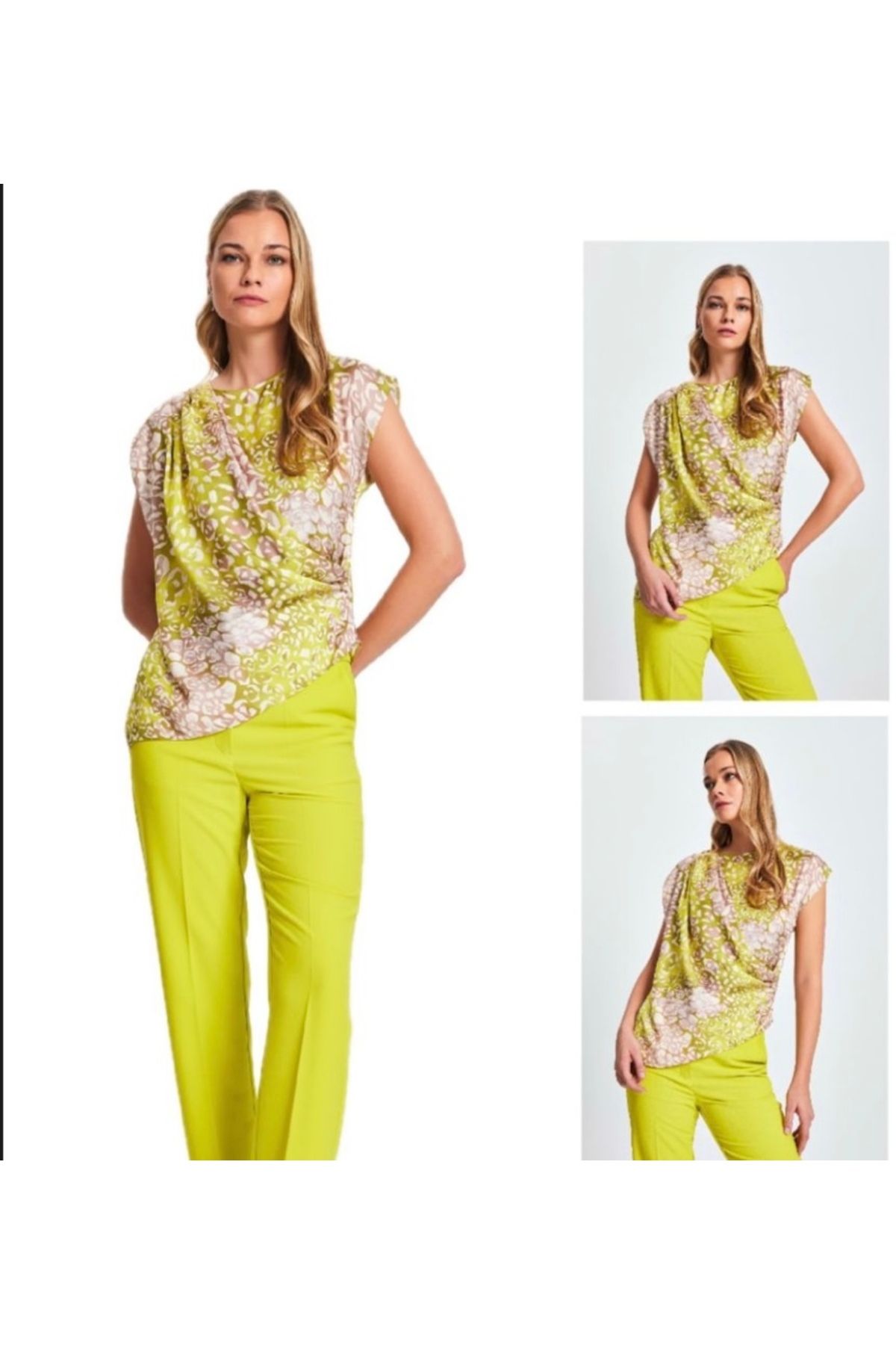 Batik Degaje Detaylı Baskılı Bluz