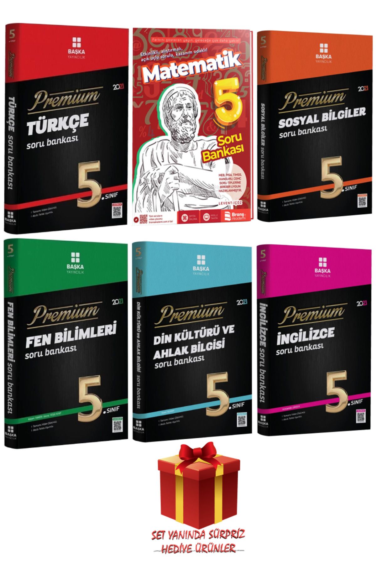 Başka Yayıncılık 5. Sınıf Türkçe+Matematik+Sosyal Bilgiler+Fen Bilimleri+Din Kültürü+İngilizce Soru Bankası Seti