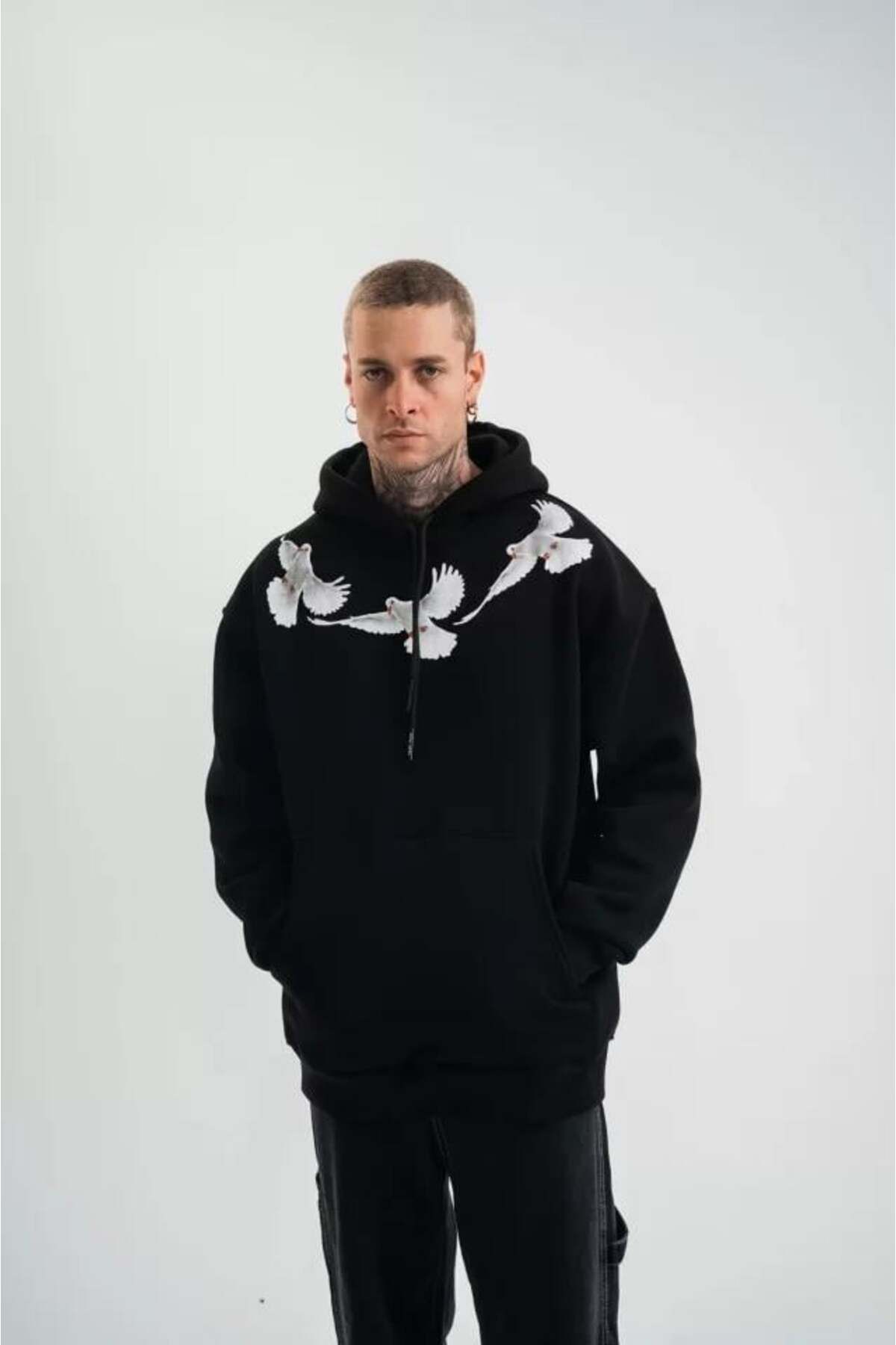 modamtn Unisex Uzun Kol Bisiklet Yaka Yıkamalı SweatShirt - Siyah