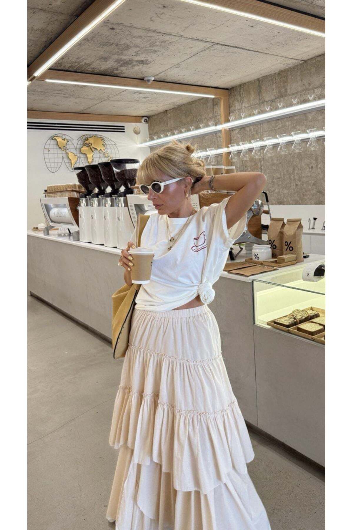 TERRA ROSSA BOUTIQUE BEJ ASTARLI KAT KAT MAXI ETEK