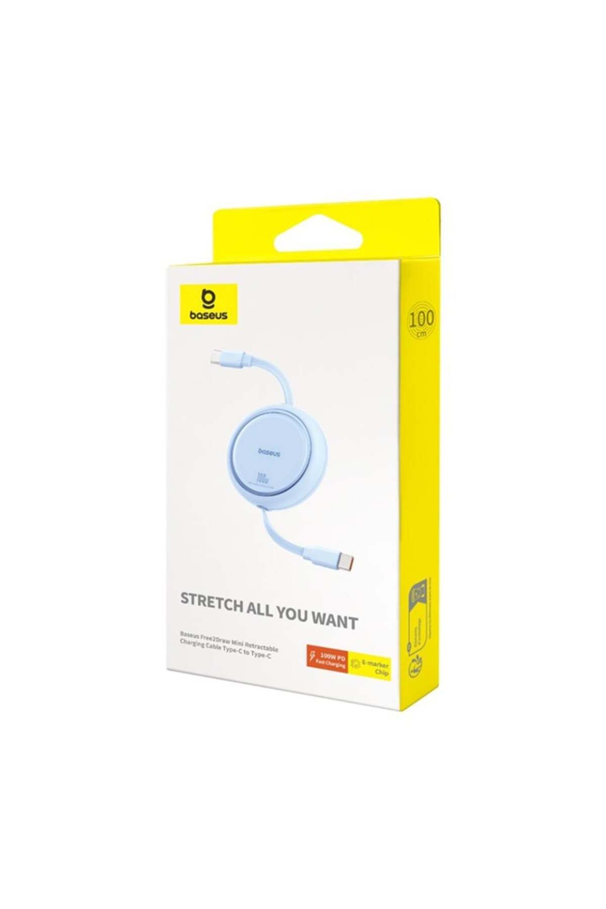 Baseus-Cablu de date retractabil Type-C la Type-C, 100W, 1m, Basues, Free2Draw Mini, Albastru 7