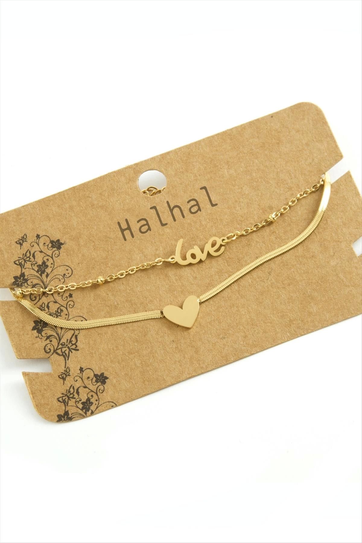 Zayla Kalp Love Yazılı Lüks Çelik Halhal